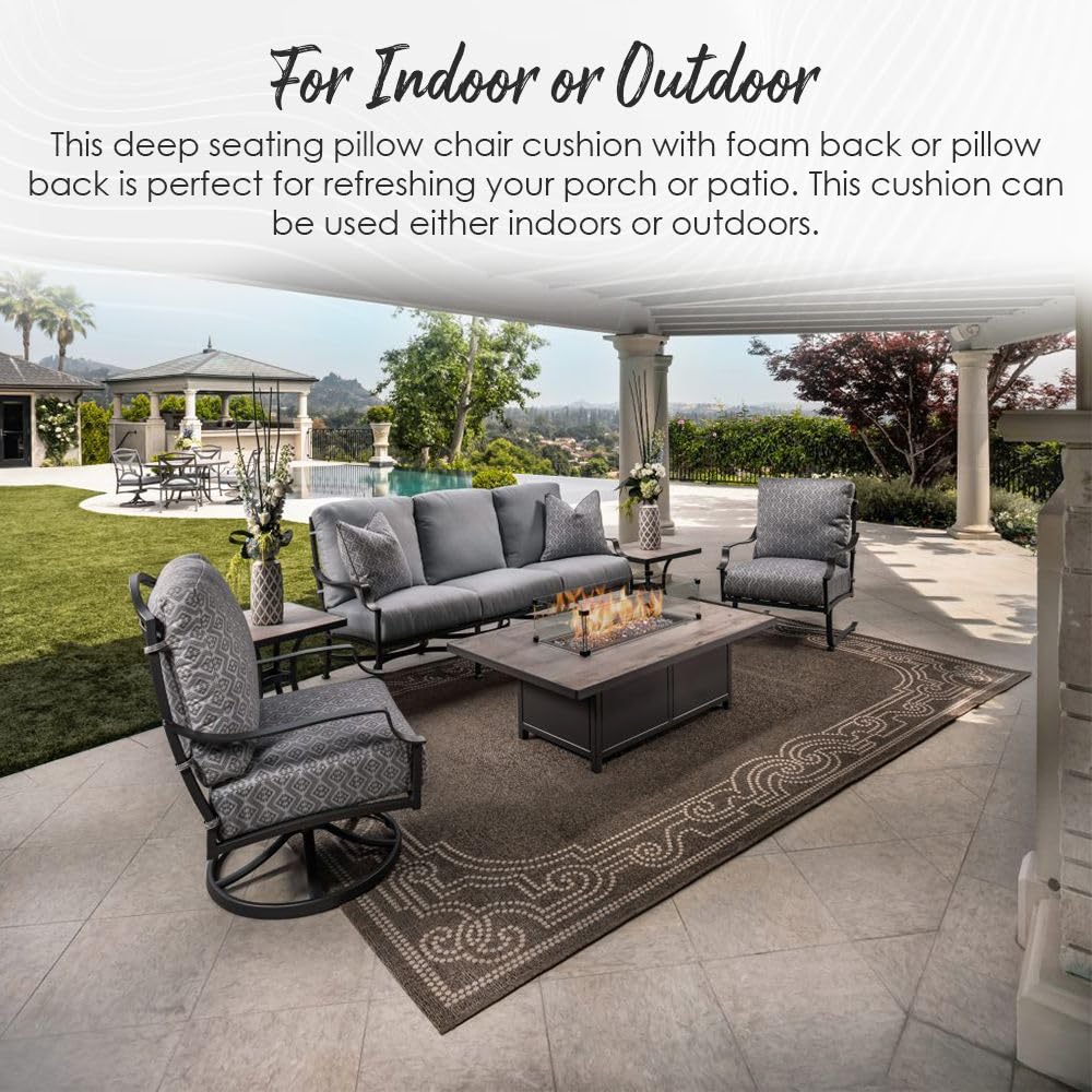 RSH DECOR: Sunbrella Deep Seating Loveseat Cushion Set (46” x 26”) – Waterproof Performance Fabric with Outdoor Foam – Patio Furniture Cushions for Sofa, Settee & Outdoor Seating – Canvas Black – Perfect for Backyard, Deck & Poolside Relaxation