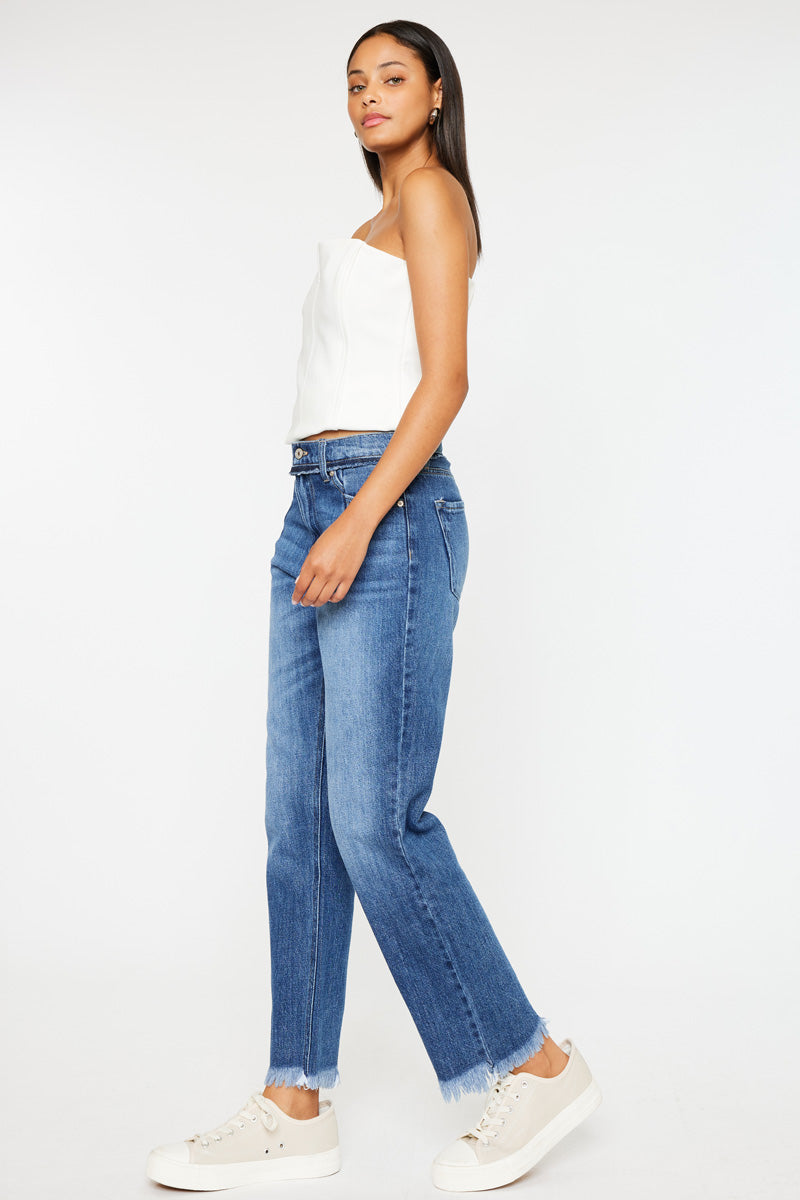 Angelina High Rise Slim Straight Leg Jeans for Women - Stretchy Denim Pants, Comfortable & Flattering Fit - Perfect for Casual Wear, Office & Date Night