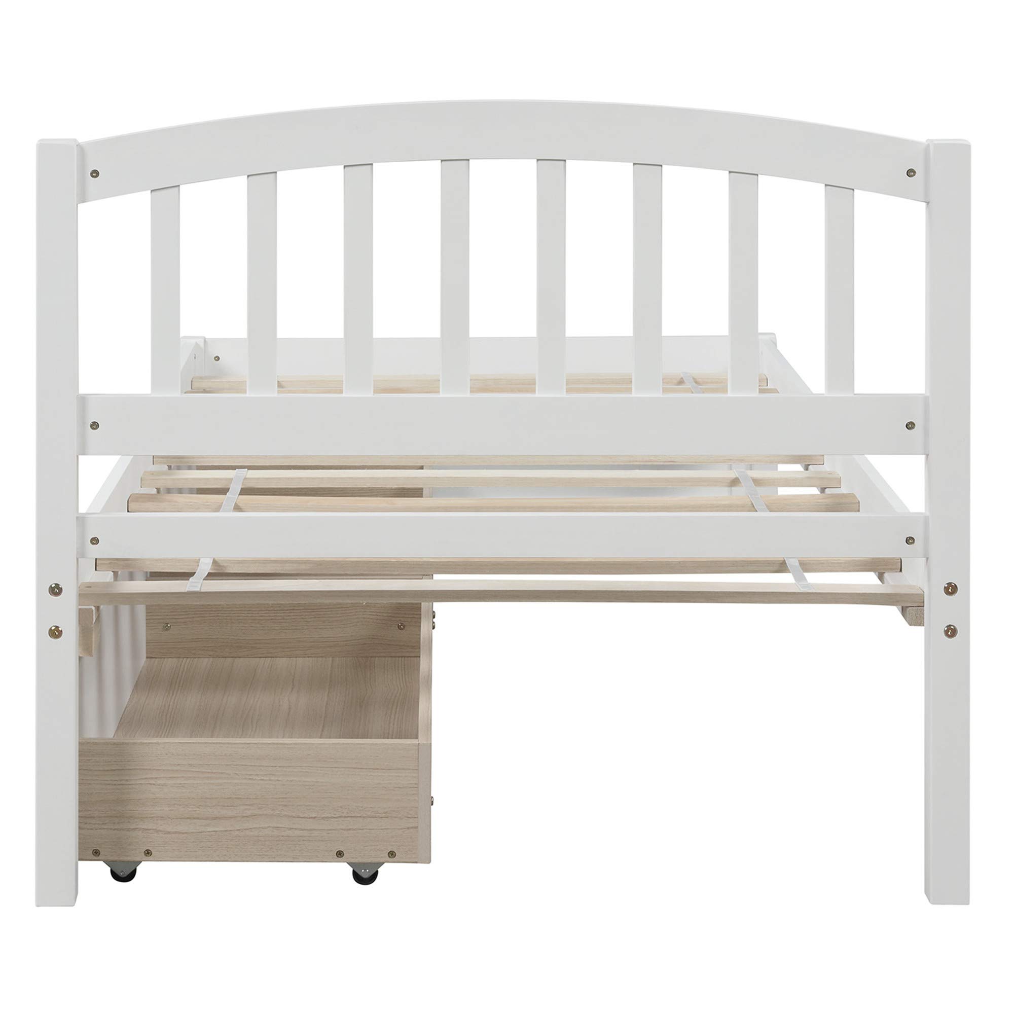 Twin Size Wooden Platform Storage Bed with Headboard & 2 Drawers - No Box Spring Needed - Perfect for Boys, Girls, Teens & Adults - Ideal for Small Bedrooms, Guest Rooms & Kids' Rooms