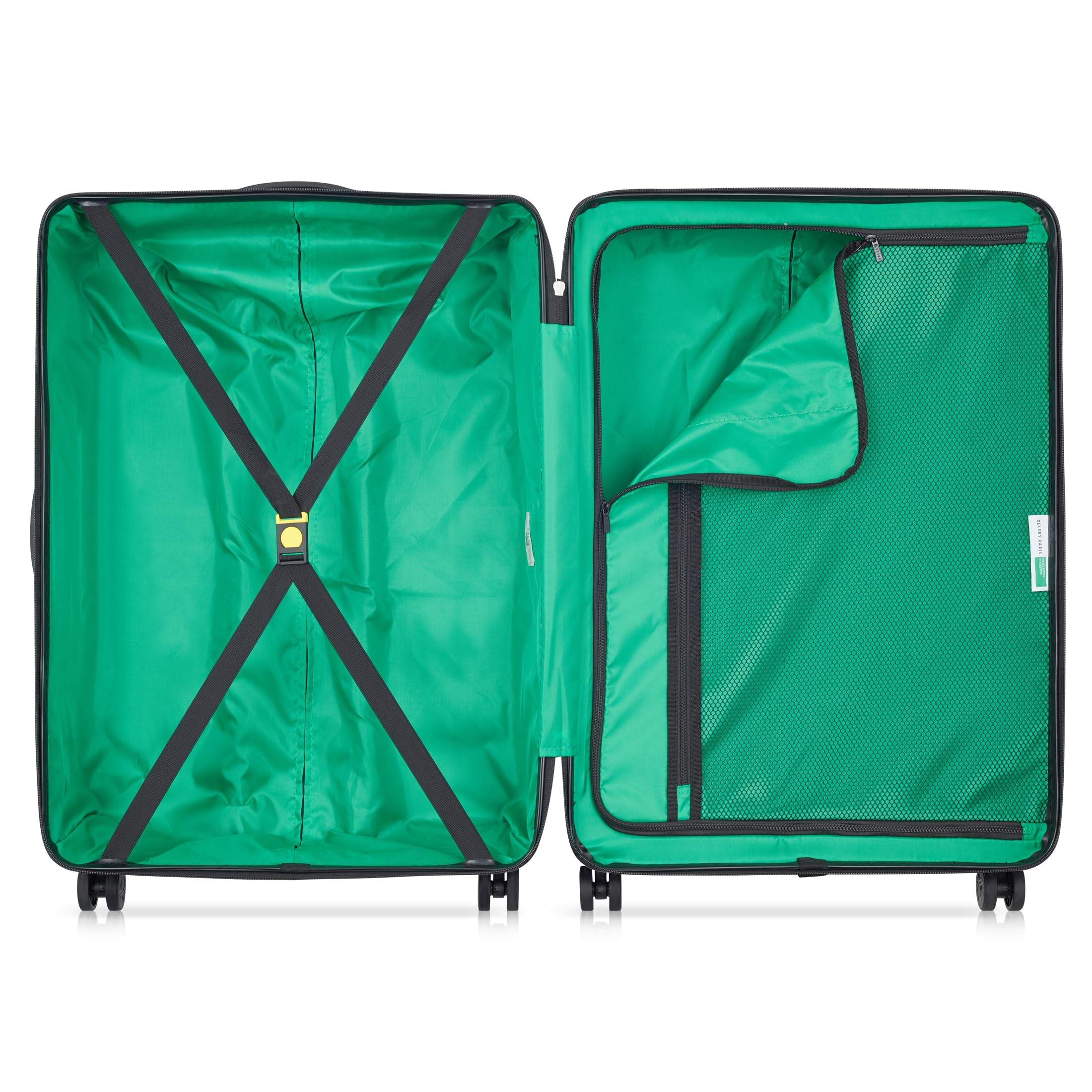 United Colors of Benetton 27 Inch Hardside Spinner Luggage - Black Checked Large Suitcase for Travel, Business Trips & Vacation Packing