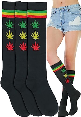 3 Pack: Black W/ Rasta Stripes & Leaves