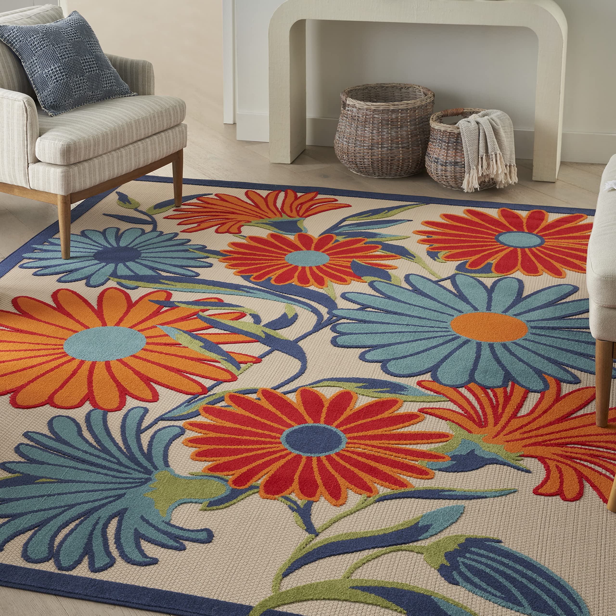 Nourison Aloha 7' x 10' Indoor/Outdoor Area Rug - Colorful, Easy to Clean, Non-Shedding for Bedroom, Living Room, Dining Room & Kitchen | Perfect for Patio, Deck, Sunroom & High-Traffic Areas