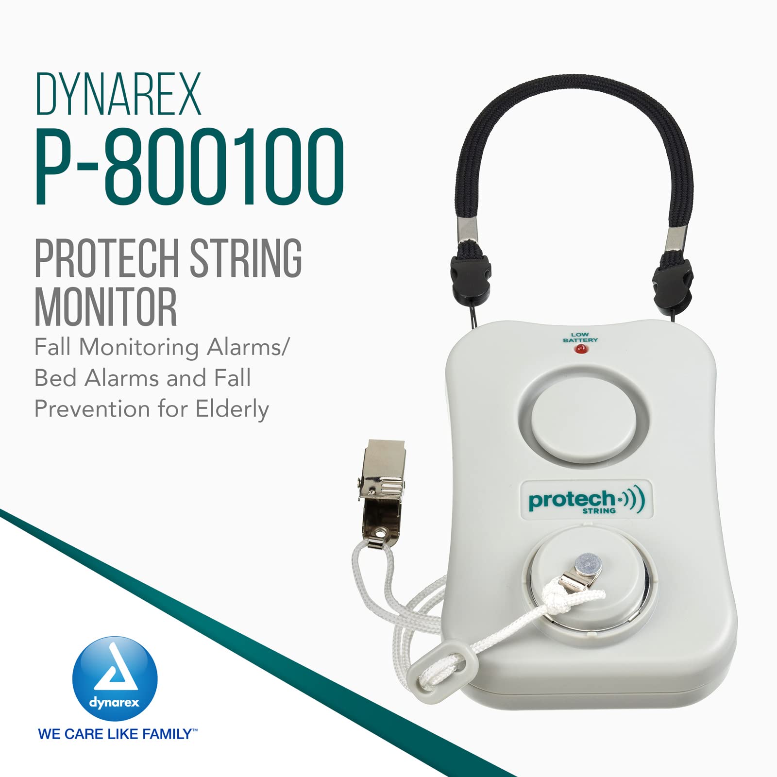 Dynarex Protech String Monitor - Elderly Fall Prevention Alarm for Beds & Chairs | Pressure-Sensitive Caregiver Alert System | Home Care, Hospital & Hospice Safety Equipment | Ideal for Dementia Patients & Seniors at Risk of Falling