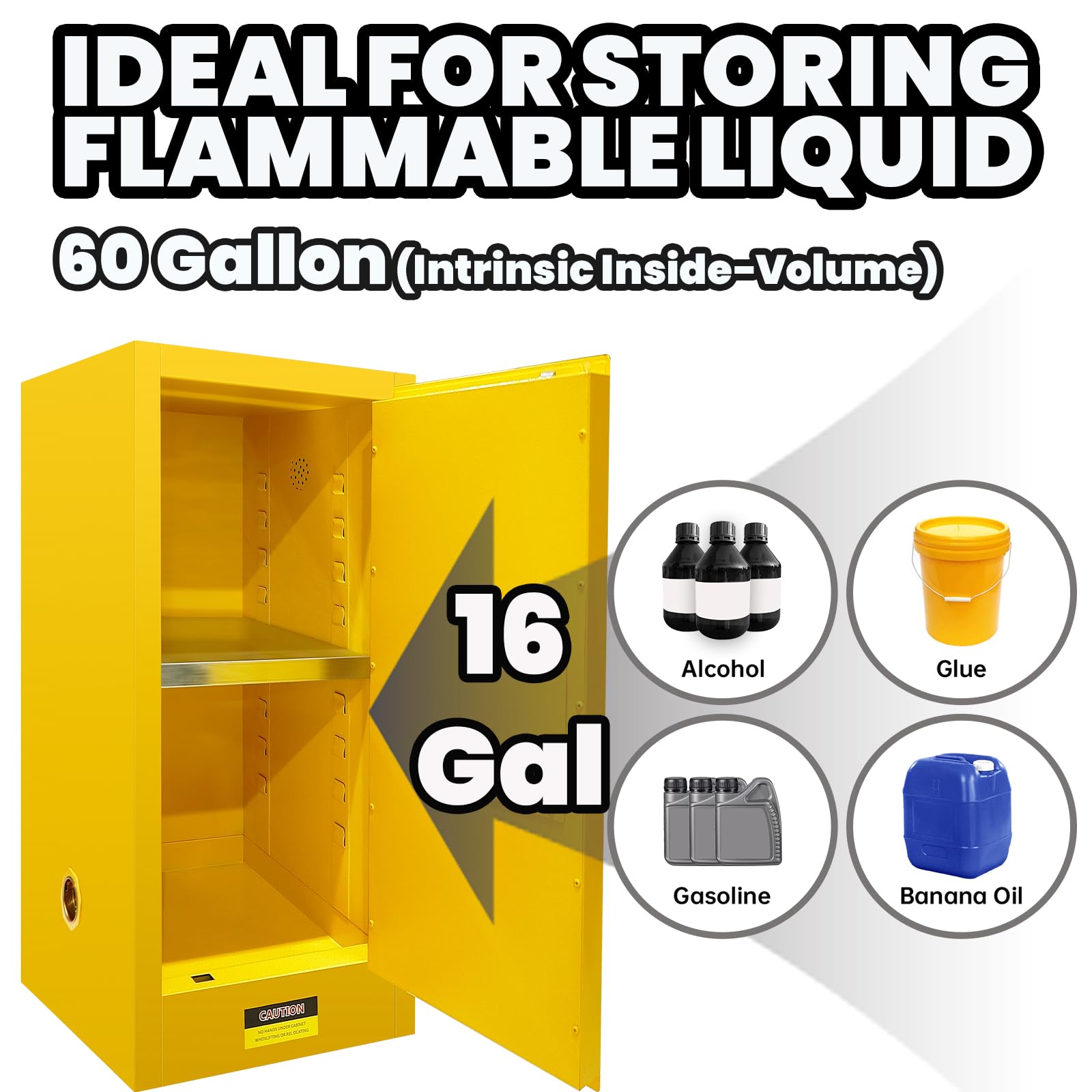 30 Gallon Flammable Storage Cabinet - Adjustable Shelf Chemical Cabinet for Flammable Liquids (23.23