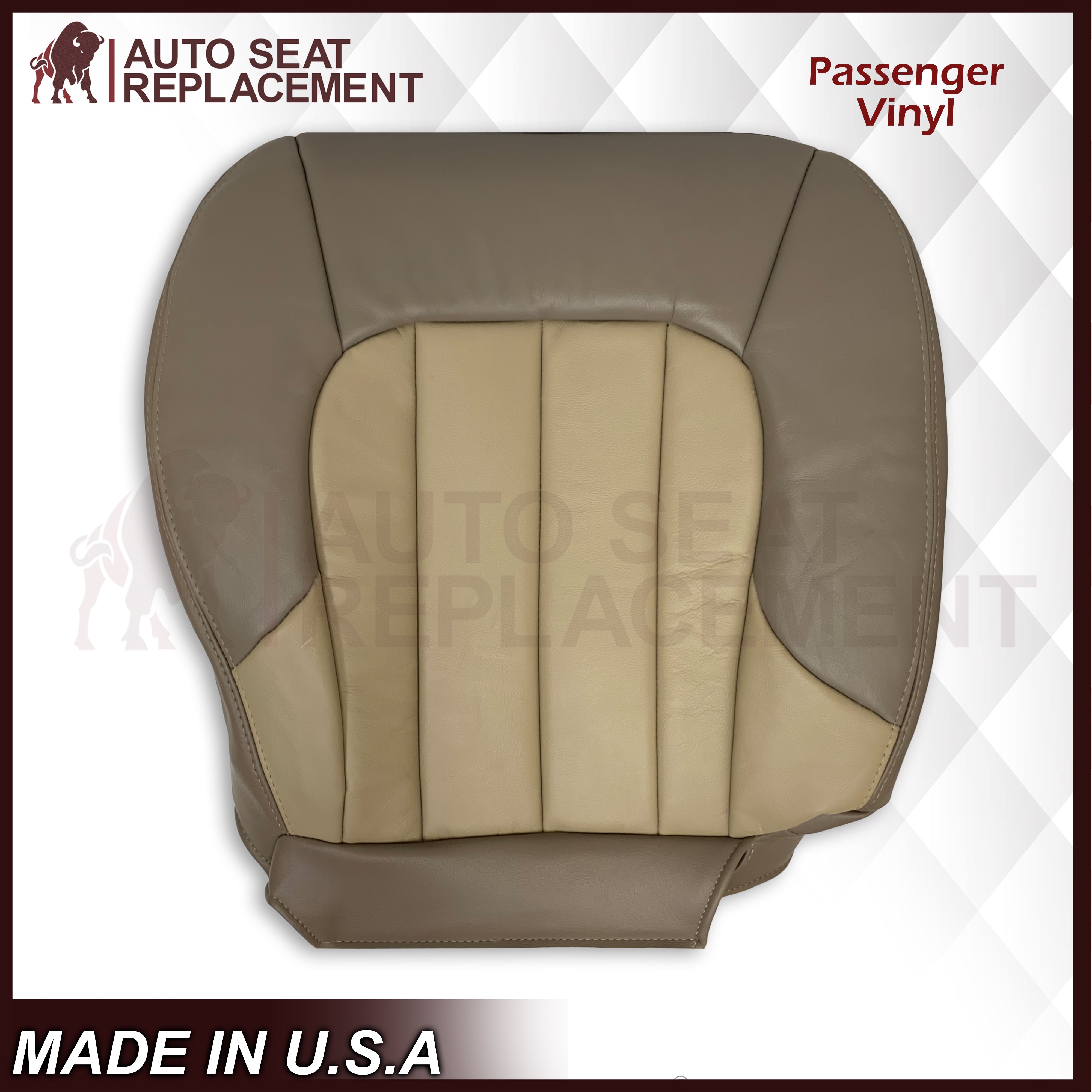 2004-2005 GMC Envoy SLT XL Custom Fit Bottom Replacement Seat Covers - 2-Tone Tan Leather/Vinyl - Durable & Comfortable for Trucks & SUVs - Perfect for Road Trips, Daily Commutes & Off-Road Adventures