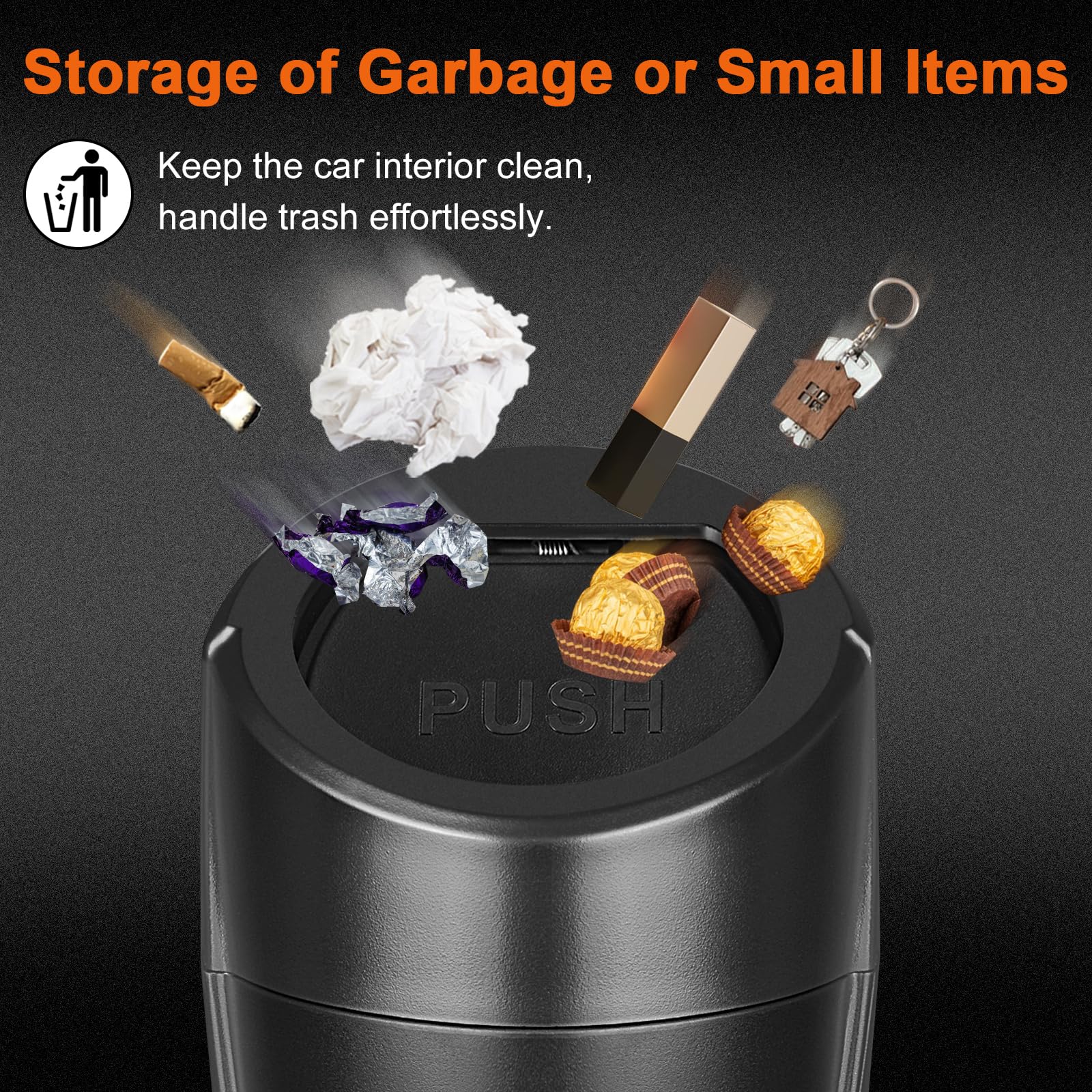 2 Pack Leakproof Car Trash Can with Lid & 60 Trash Bags - Mini Cup Holder Garbage Bin for Vehicle Front/Back Seat - Car Organizer for Home, Office & Travel - Perfect for Road Trips, Commuting & Daily Use