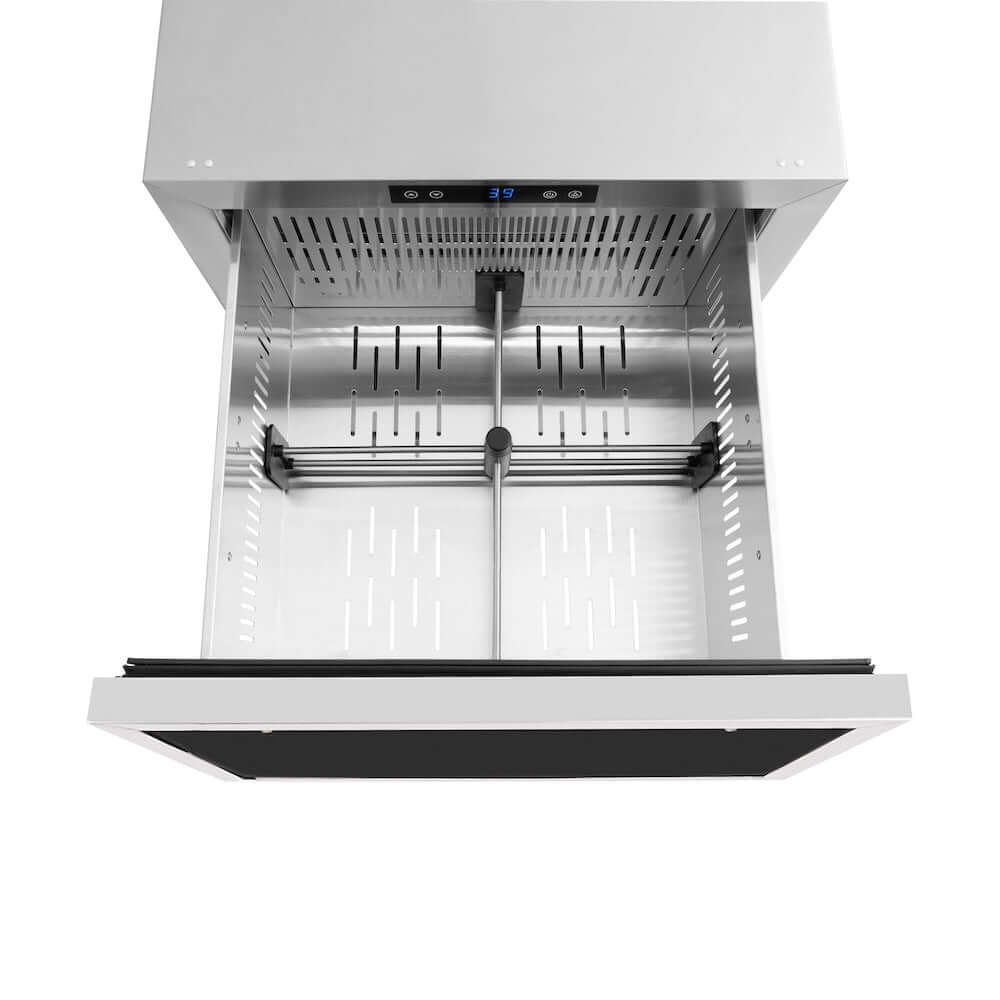 ZLINE 24 Inch Stainless Steel Outdoor Rated Dual Refrigerator Drawer - Panel Ready Doors, 168 Can Capacity (RDSPO 24) - Perfect for Outdoor Kitchens, Patios, and Entertaining Areas