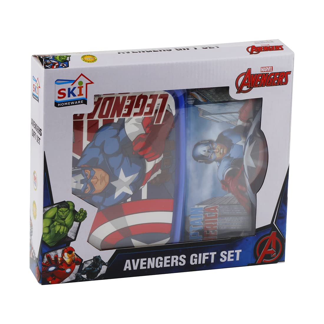 Avenger Kids Gift Set - Lunch & Pencil Box (Captain America) for School & Travel