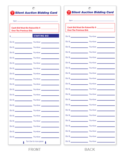 Silent Auction Bid Sheets - 4.25