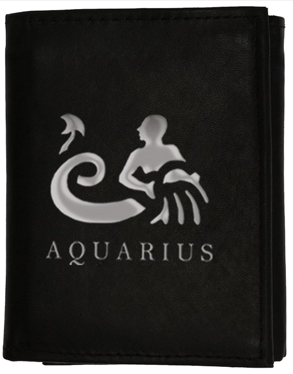 MARSHAL Aquarius Zodiac Sign Genuine Leather Trifold Wallet for Men - Horoscope Astrology Gift for Birthday, Christmas & Daily Use