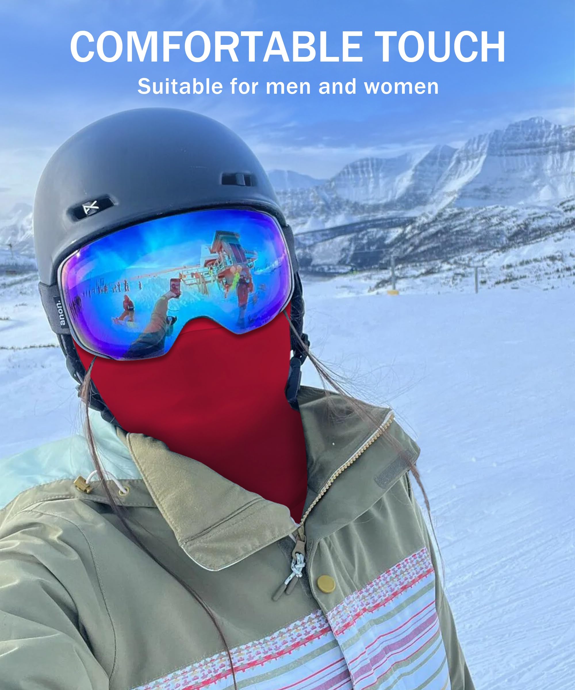 Breathable Stretchable Balaclava Face Mask for Men & Women - Cold Weather Ski Mask, Motorcycle Riding & Snowboarding Gear - Winter Face Cover (Red) - Perfect for Outdoor Sports, Skiing, Cycling & Winter Commuting