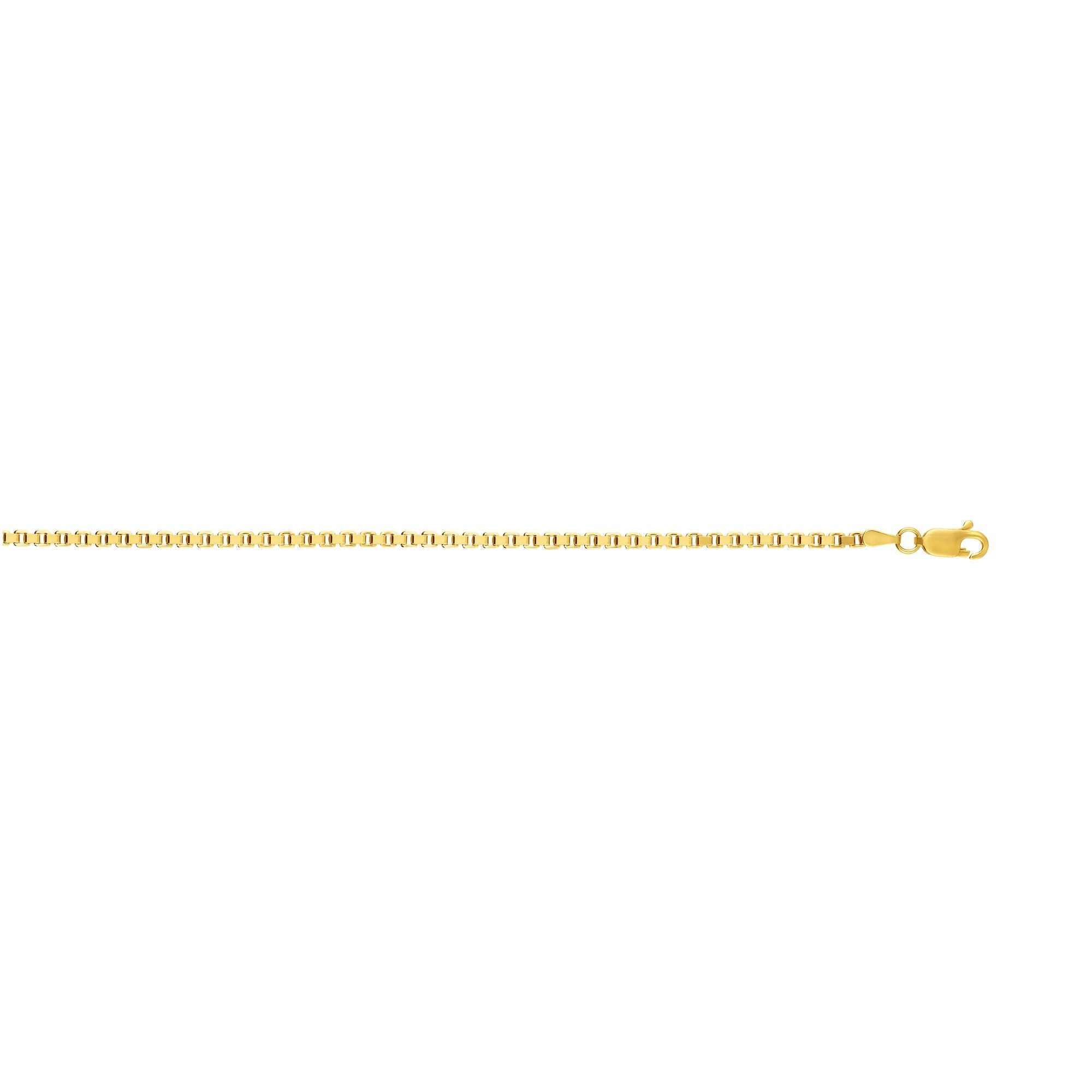 14K Gold 2.5mm Semi-Solid Box Chain Necklace for Women - Durable Fine Jewelry for Everyday Wear, Gifts & Special Occasions