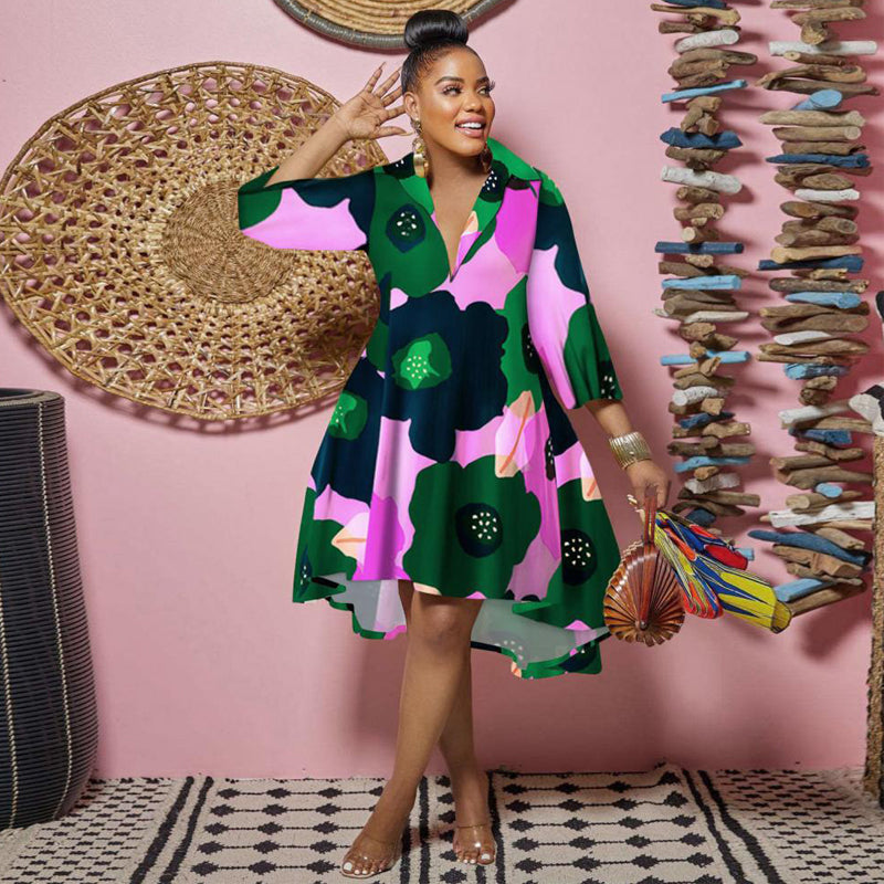 Stylish Loose Collar Printed Dress for Women - Casual & Party Wear - Perfect for Office, Date Night & Summer Outfits