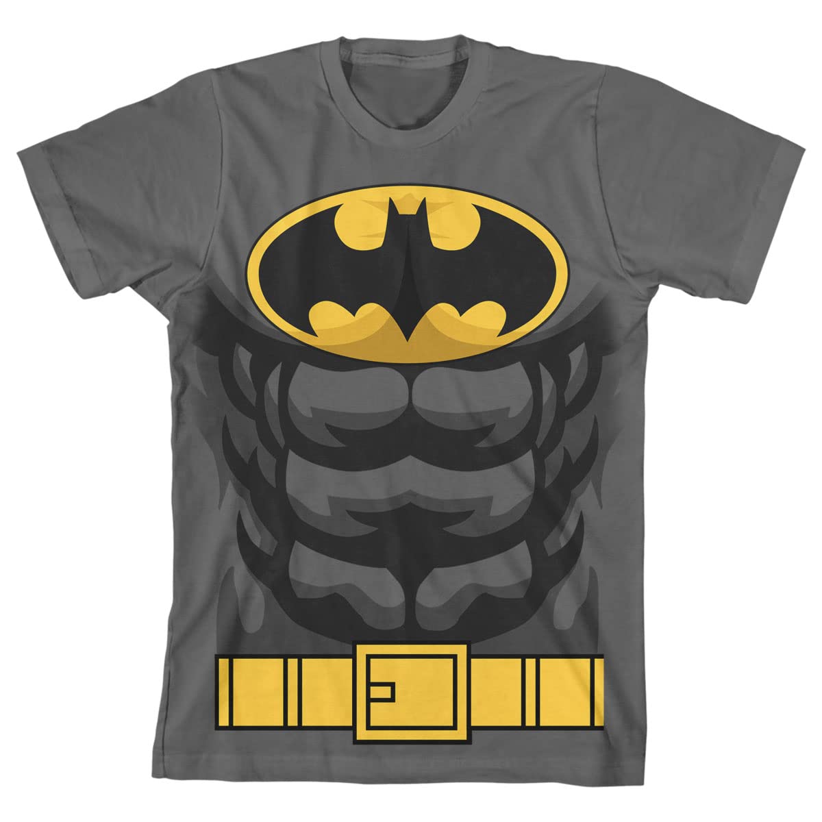 Batman Cosplay Costume Charcoal T-Shirt for Boys - Superhero Dress Up & Halloween Costume Idea