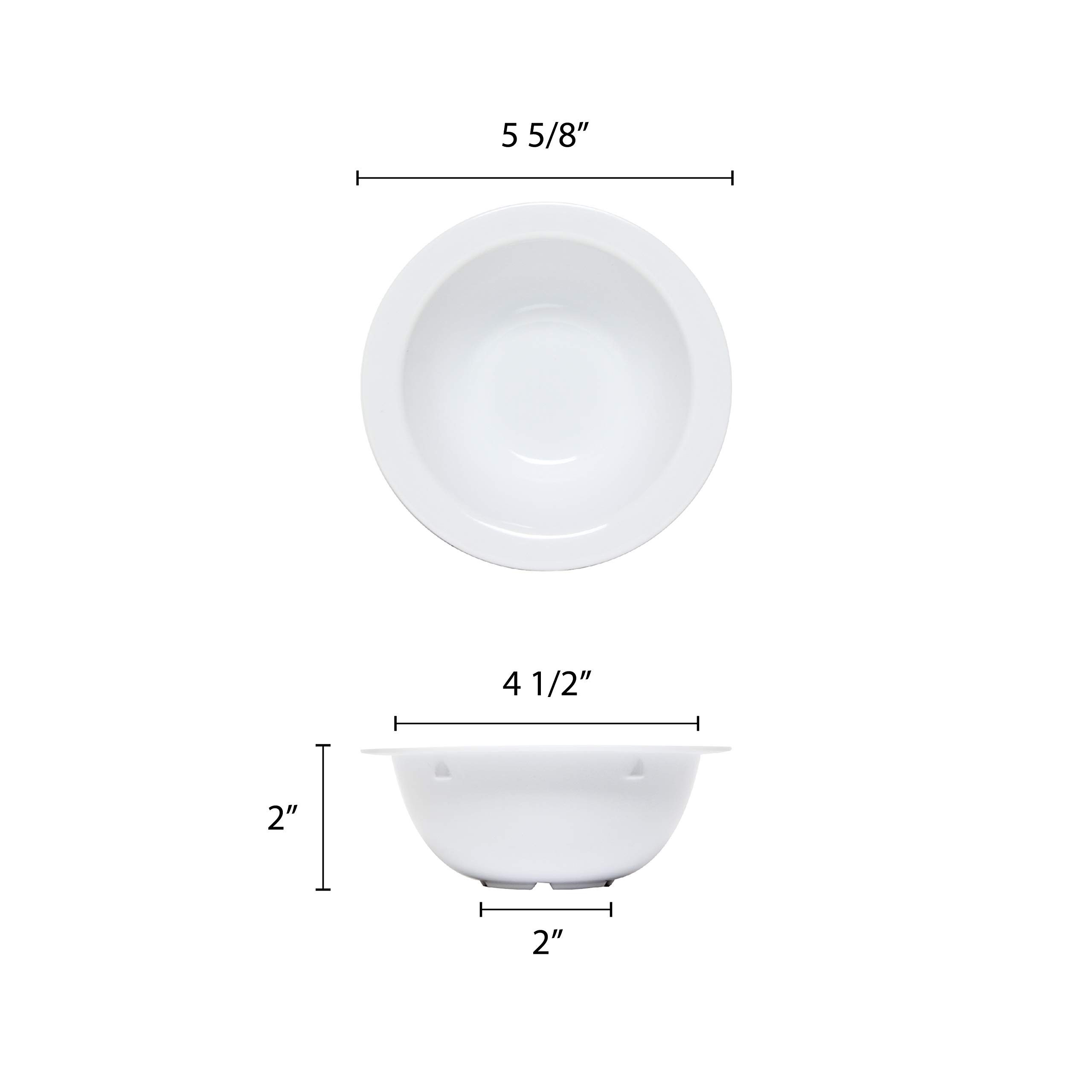 Premium White Melamine Grapefruit Bowls - Set of 12 (5.75 Inch, 13 oz) - Durable & Lightweight Dinnerware for Restaurants, Picnics, and Outdoor Dining