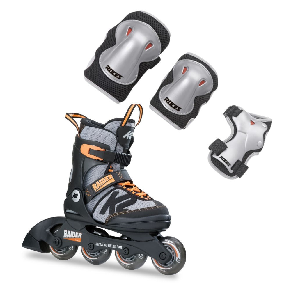 K2 Raider Tripack Inline Skates for Men & Women - 3 Wheel Adjustable Rollerblades with Comfortable Boot & Smooth Bearings - Perfect for Fitness, Outdoor Skating & Urban Commuting