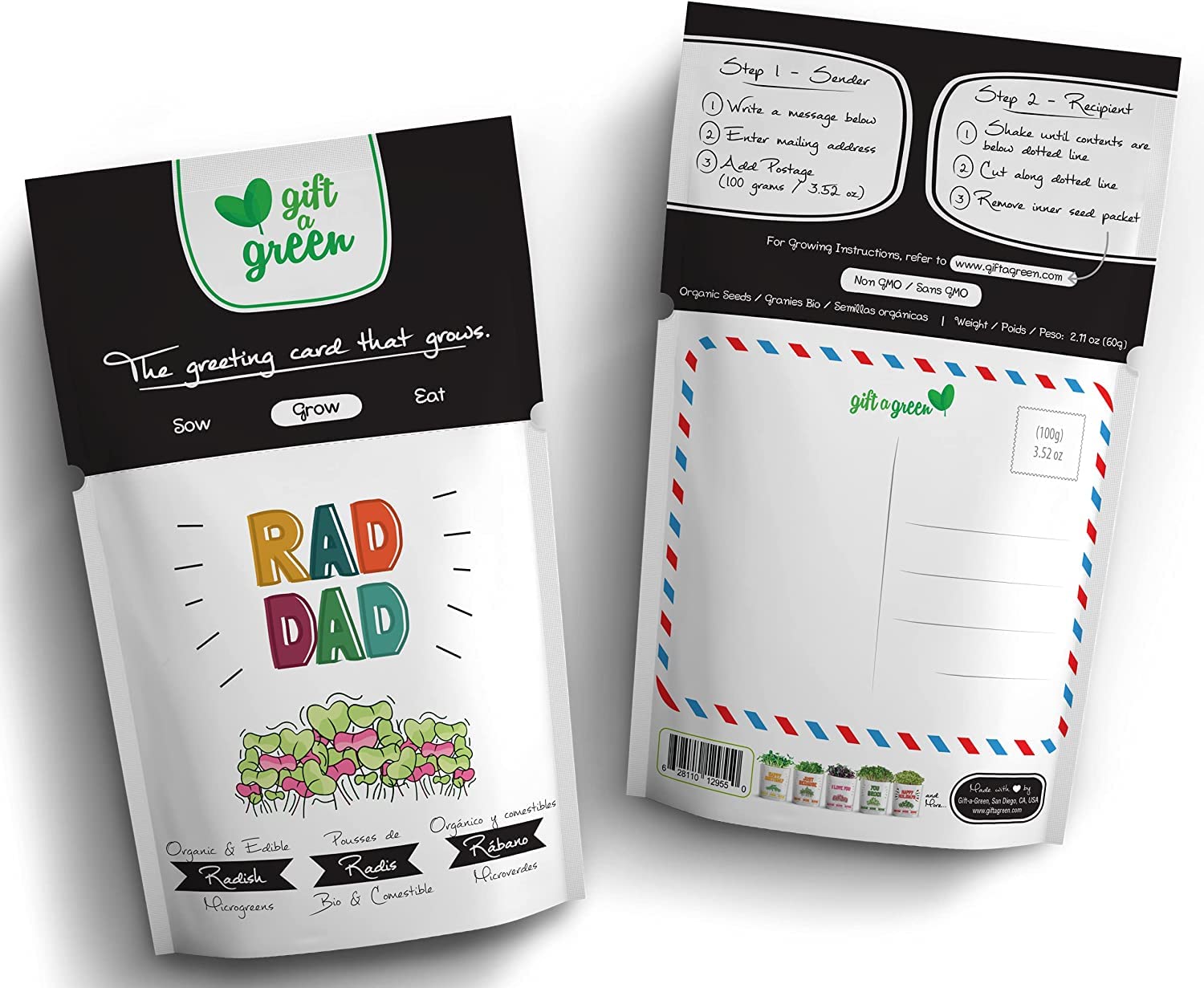 Eco-Friendly Father's Day Greeting Card with Organic Microgreens - Plantable & Edible Gift for Dad | All-Occasion Sustainable Postcard | 1 Pack | Perfect for Birthdays, Holidays & Special Moments