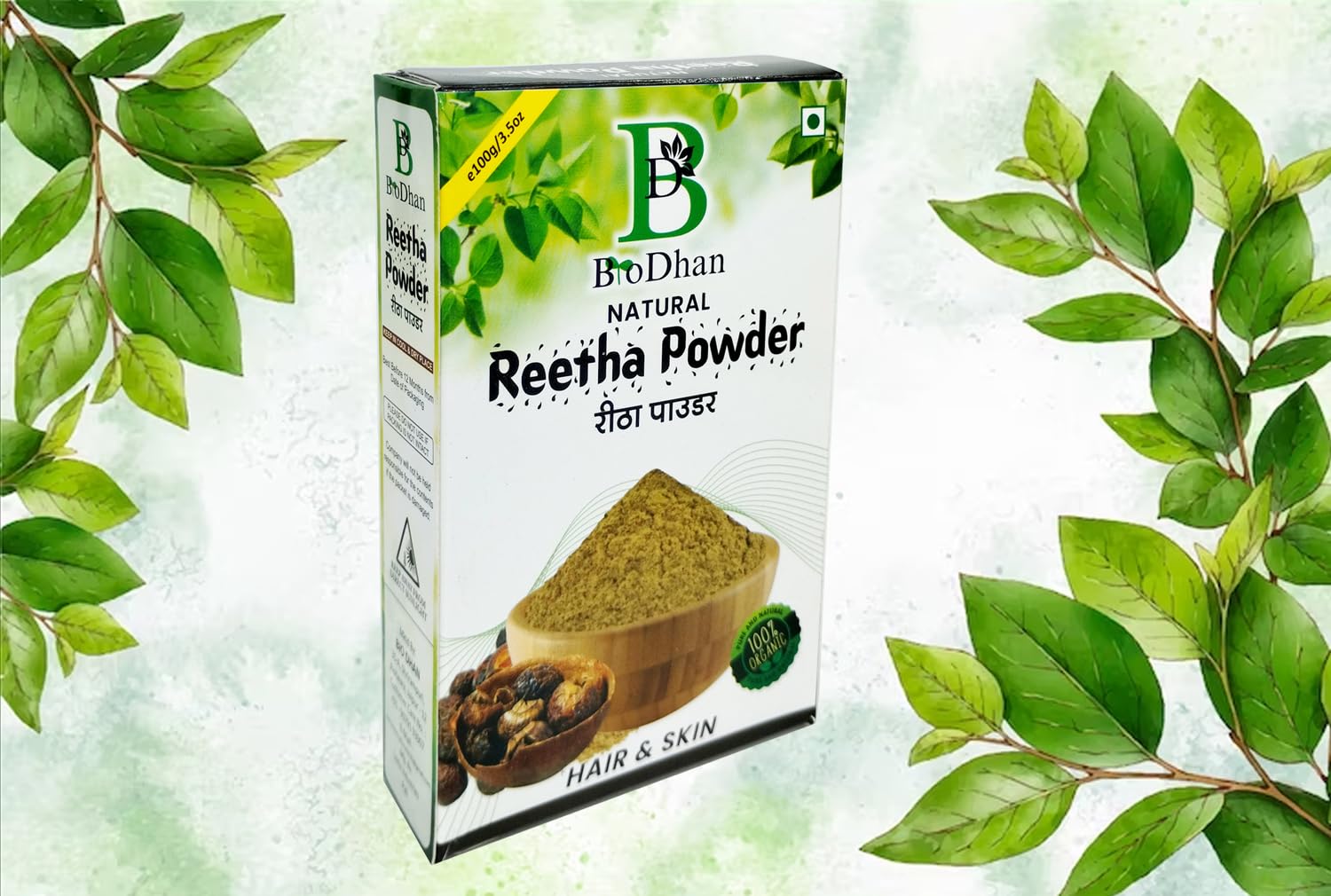 Organic Reetha Powder for Face, Skin & Hair Care - 100% Natural BioDhan Herbal Reetha Powder | Gentle Cleanser for Acne, Dandruff & Glowing Skin | Perfect for DIY Shampoo, Face Mask & Hair Treatment