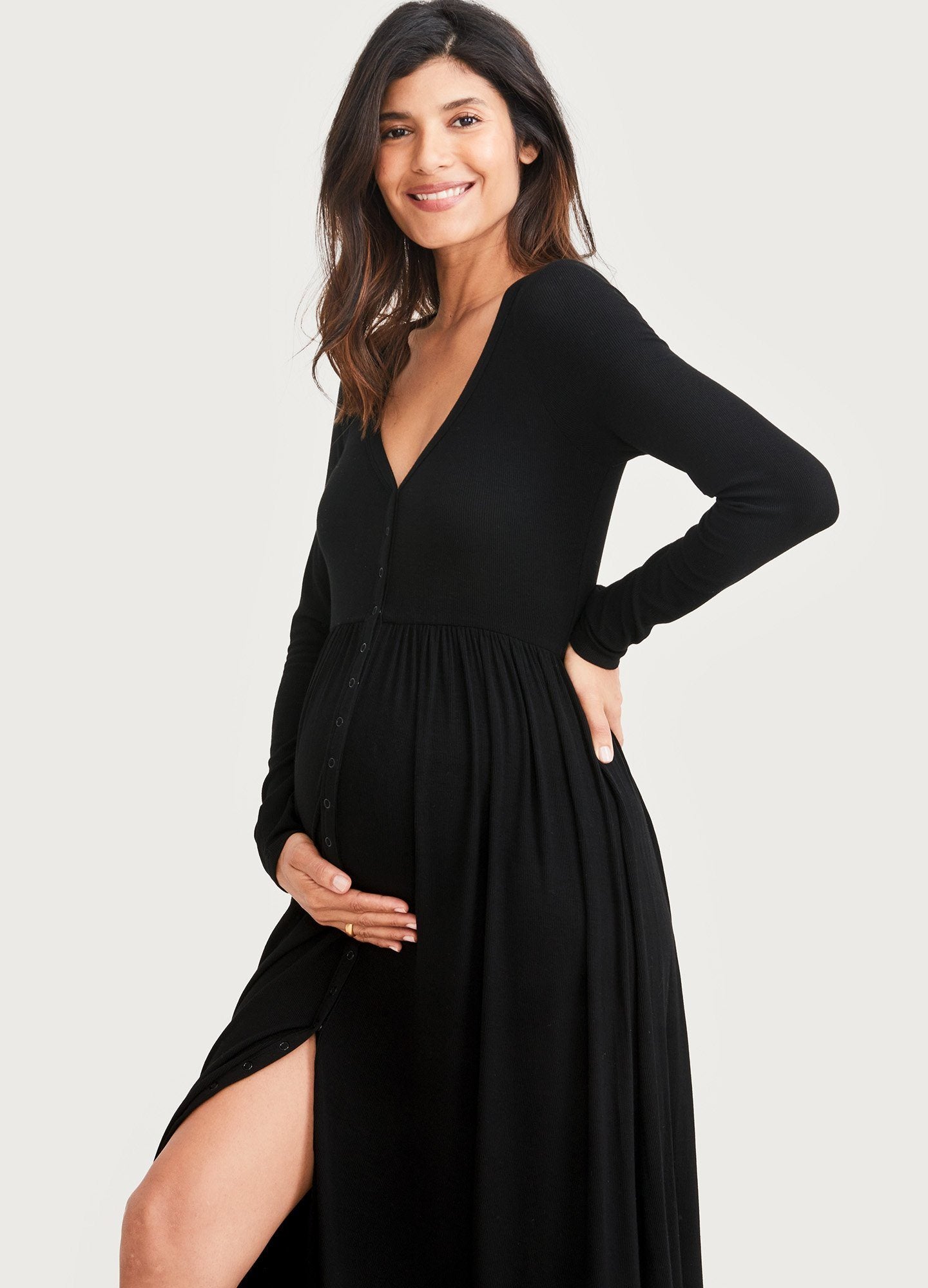 Ultra Soft Rib Nursing Dress for Breastfeeding Moms - Comfortable Maternity Wear for Nursing, Lounging & Everyday Use