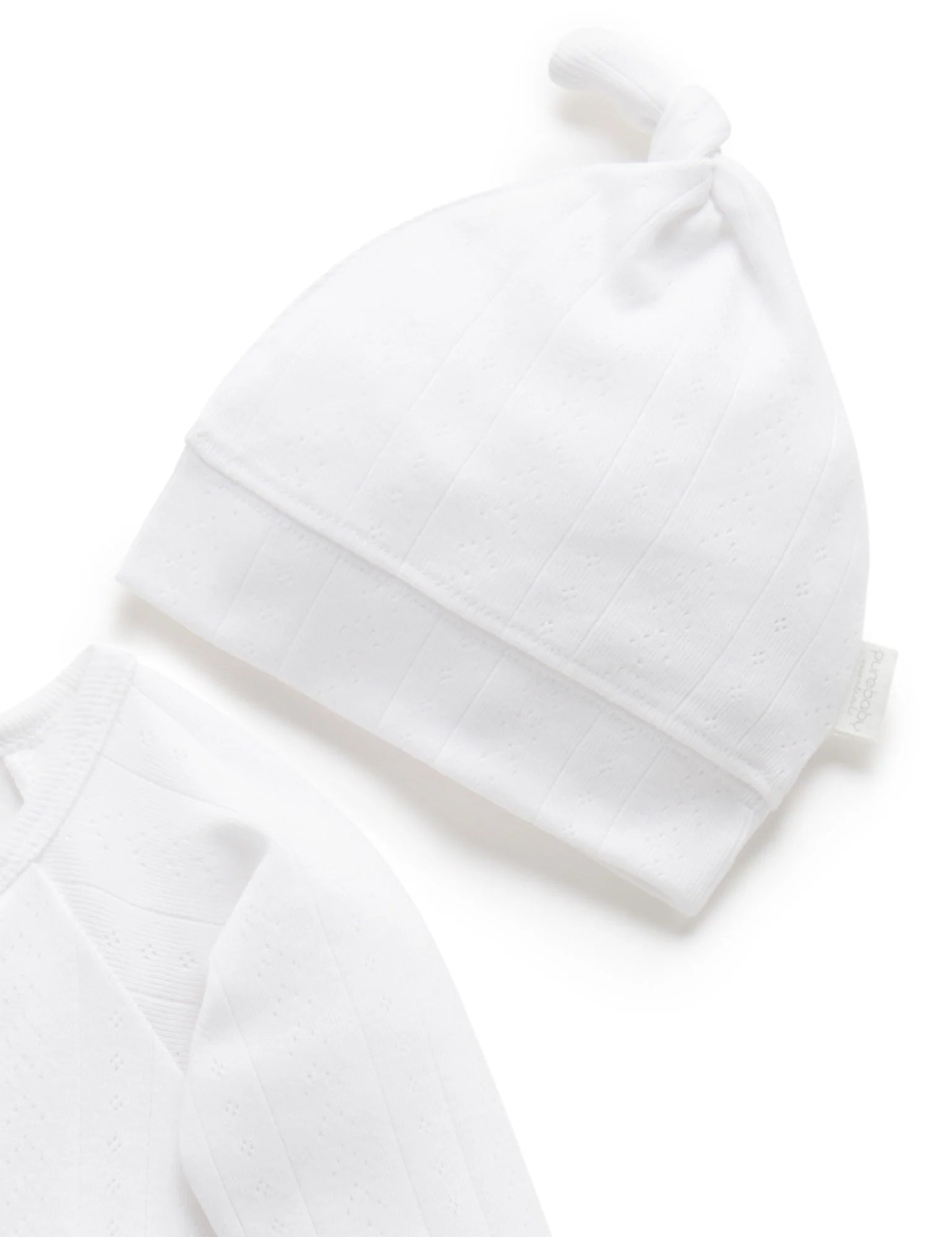 Purebaby Organic Cotton Pointelle Growsuit & Hat Set for Newborns - Soft Baby Romper & Bonnet Gift Set for 0-3 Months - Perfect for Photoshoots, Baby Showers & Everyday Comfort