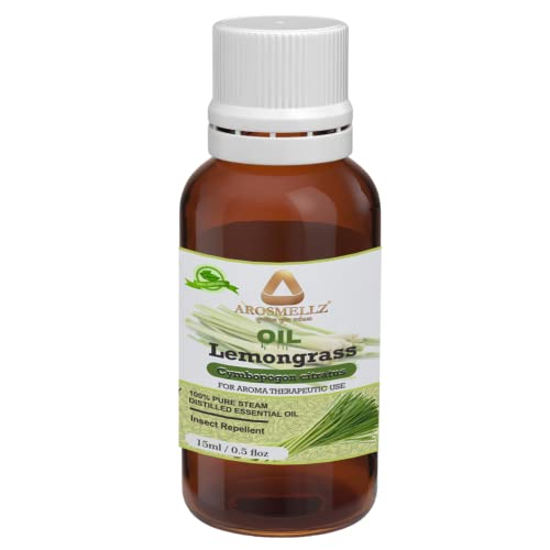 Premium 100% Pure Lemongrass Essential Oil for Hair Growth, Skin Moisturizing & Aromatherapy - Therapeutic Grade, Steam Distilled, Undiluted (15ml) - Use for Diffusers, Massage, DIY Beauty & Home Spa Relaxation