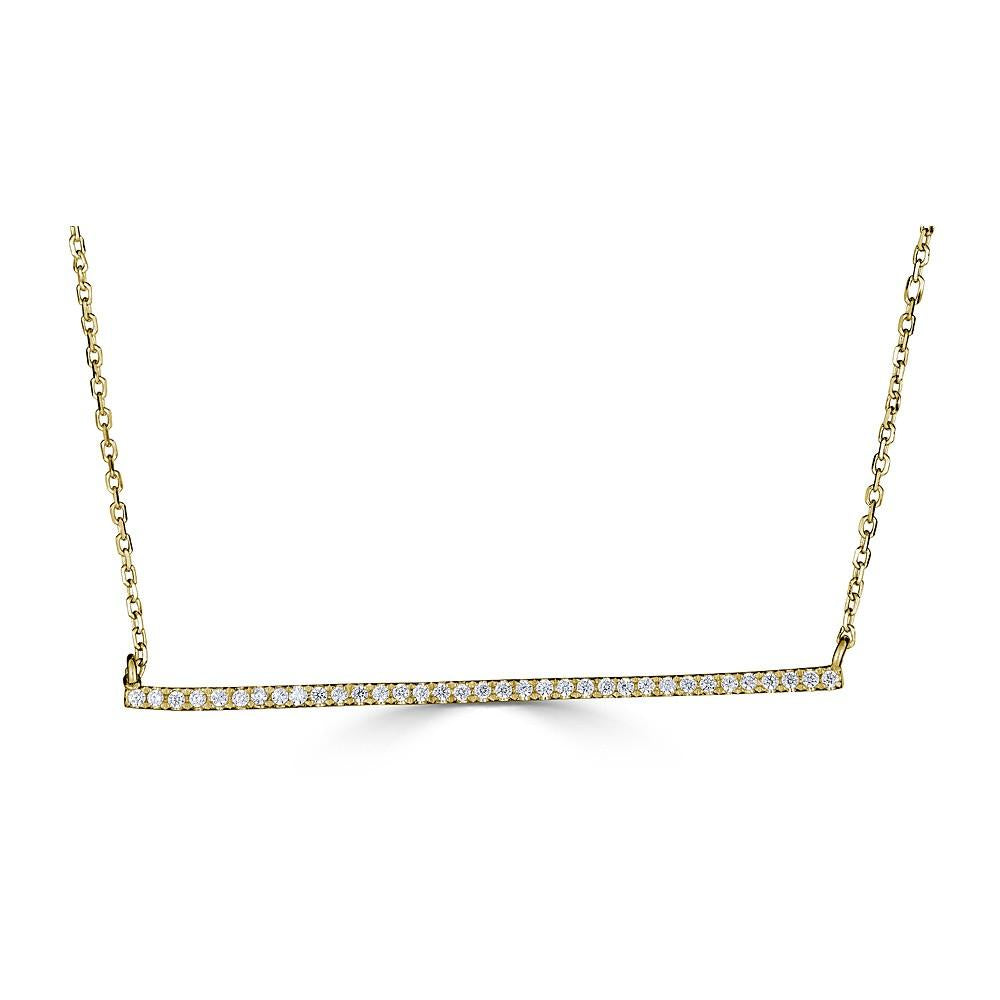 14KT Gold Diamond Horizontal Bar Necklace - 0.14 CTW Genuine Diamond Pendant for Women - Elegant Layering Jewelry for Everyday Wear & Special Occasions