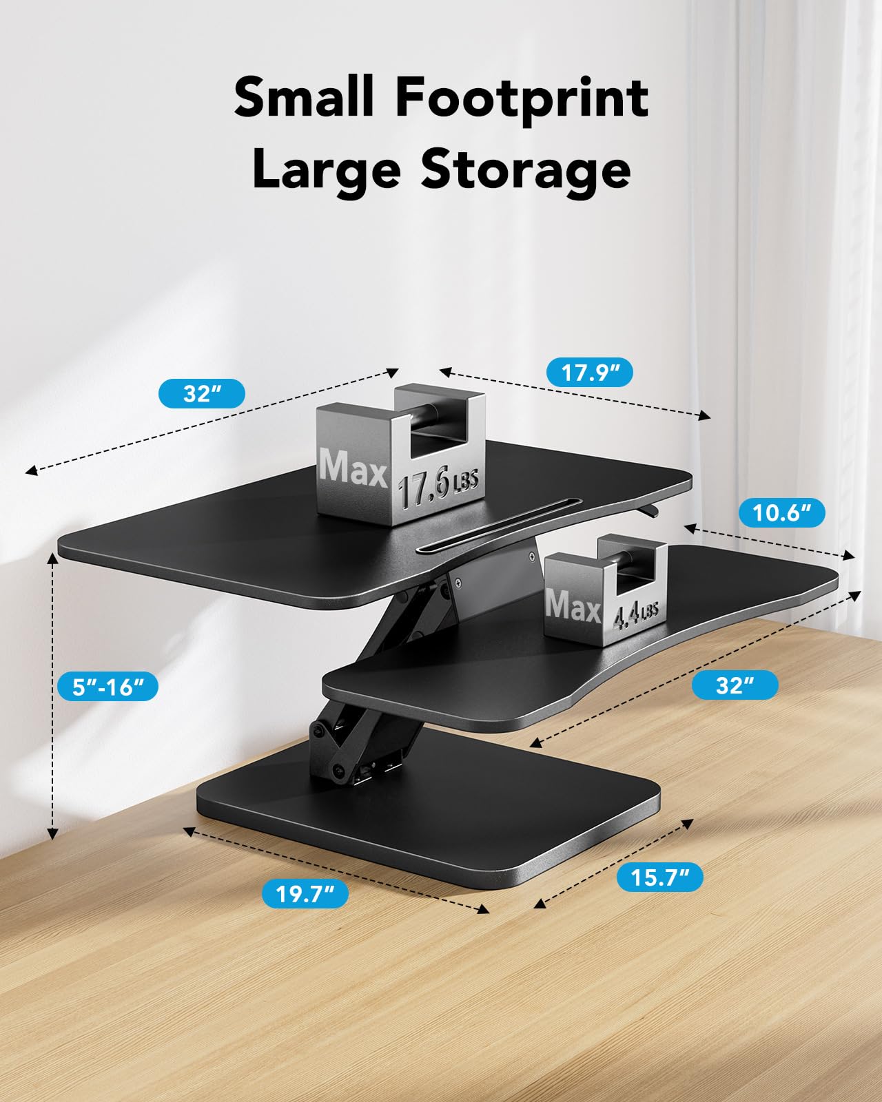 HUANUO 32 Inch Adjustable Standing Desk Converter - Ergonomic Sit Stand Desk Riser with Spacious Keyboard Tray for Home Office, Dual Monitor & Laptop Workstation | Perfect for Remote Work, Gaming & Study (Black)