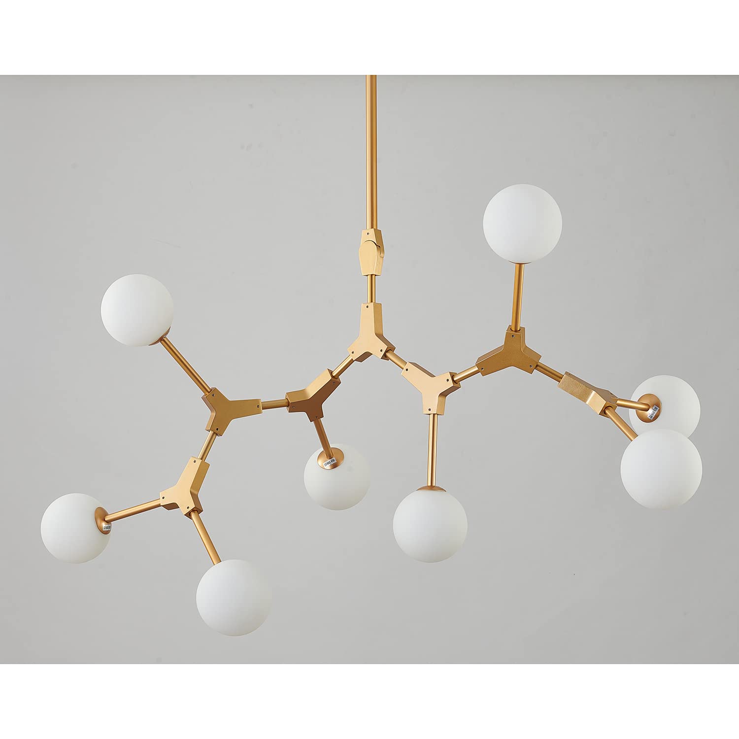 Bethel Gold Metal Frame Ceiling Light Fixture with Milk White Glass Shades - Elegant Dining Room, Bedroom, or Living Room Lighting Solution