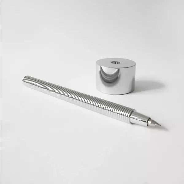 Delight Labo Igarashi Takenobu Silver Standing Ballpoint Pen - Premium Office & Writing Gift for Professionals & Students
