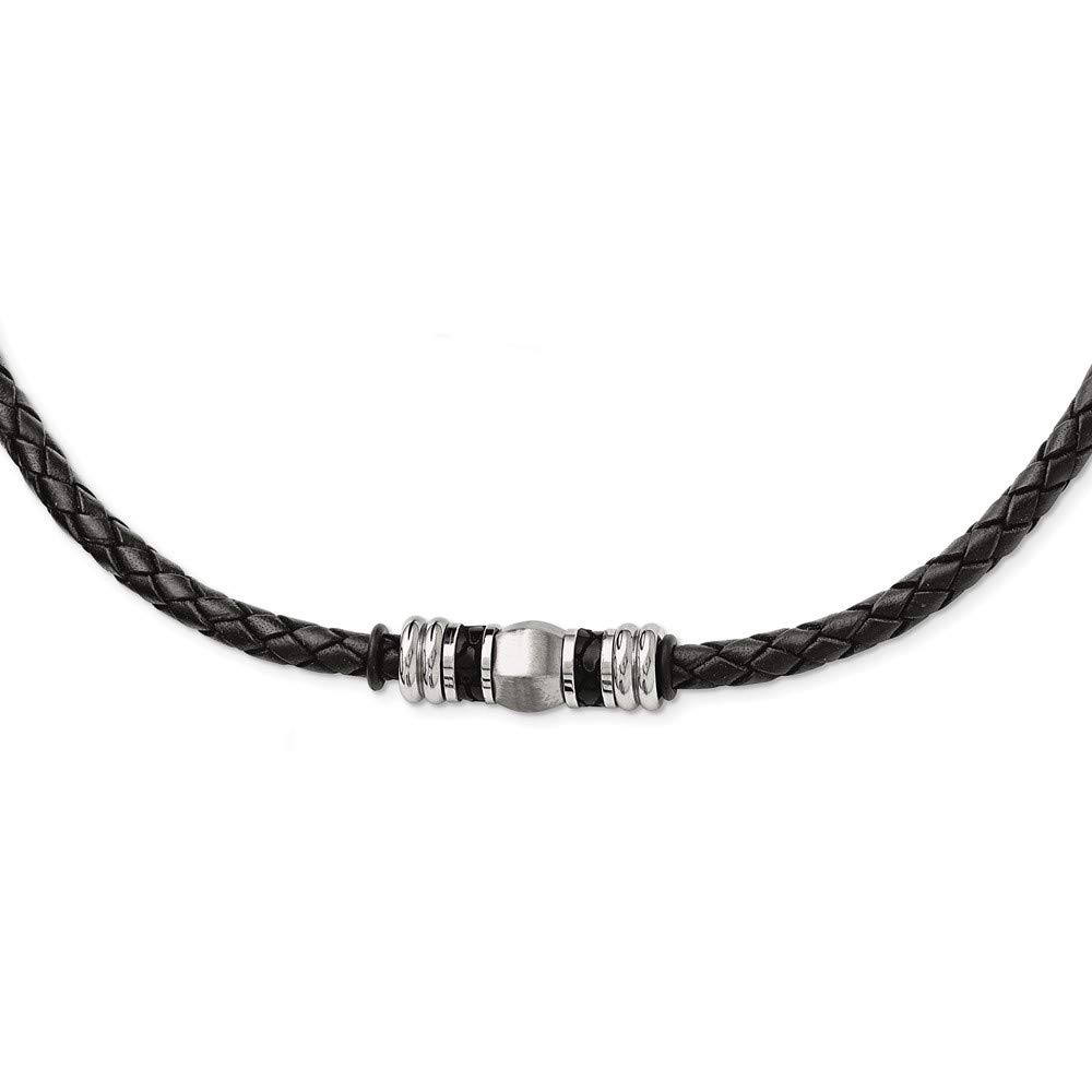 Stainless Steel & Leather Chain Necklace - 19 Inch White Cord Necklace for Women, Men | Perfect for Casual Wear, Layering & Gifts