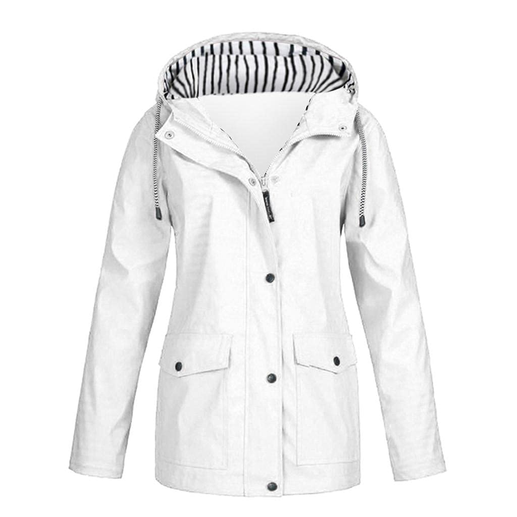 Lightweight Waterproof Rain Jacket for Women - Windproof Hooded Trench Coat with Pockets | Outdoor Activewear, Plus Size Raincoat for Hiking, Travel & Daily Commute