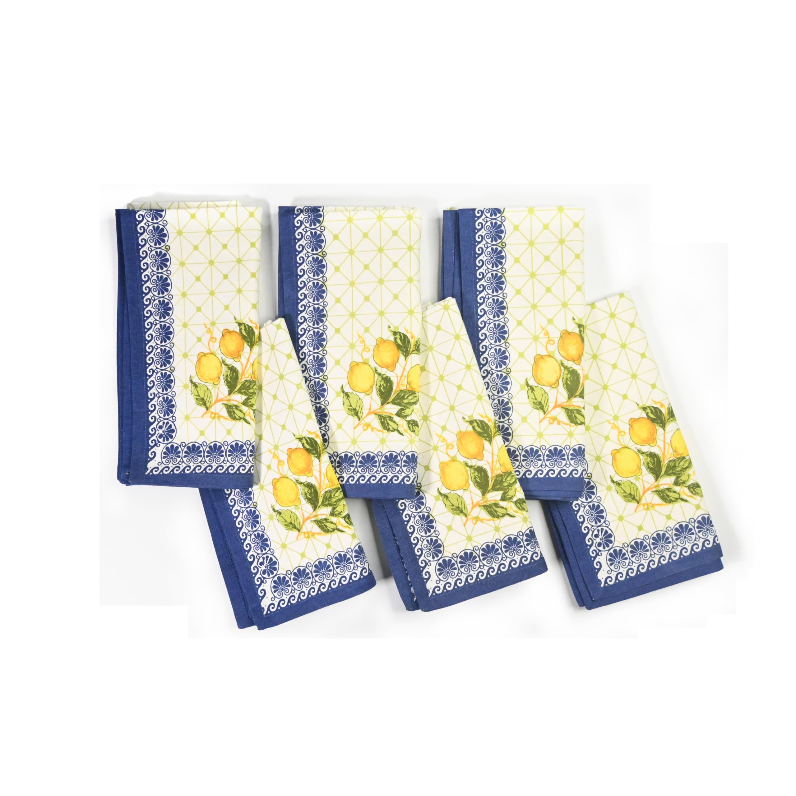 **FINGERCRAFT 100% Natural Cotton Kitchen Towels Set of 6 - Super Soft & Highly Absorbent Multi-Purpose Dish Cloths (20x30 Inches) for Cooking, Cleaning & Drying - Lemon Leaf Design**    *(Perfect for Dishes, Countertops, Hands, Glassware & Everyday Kitchen Use)*