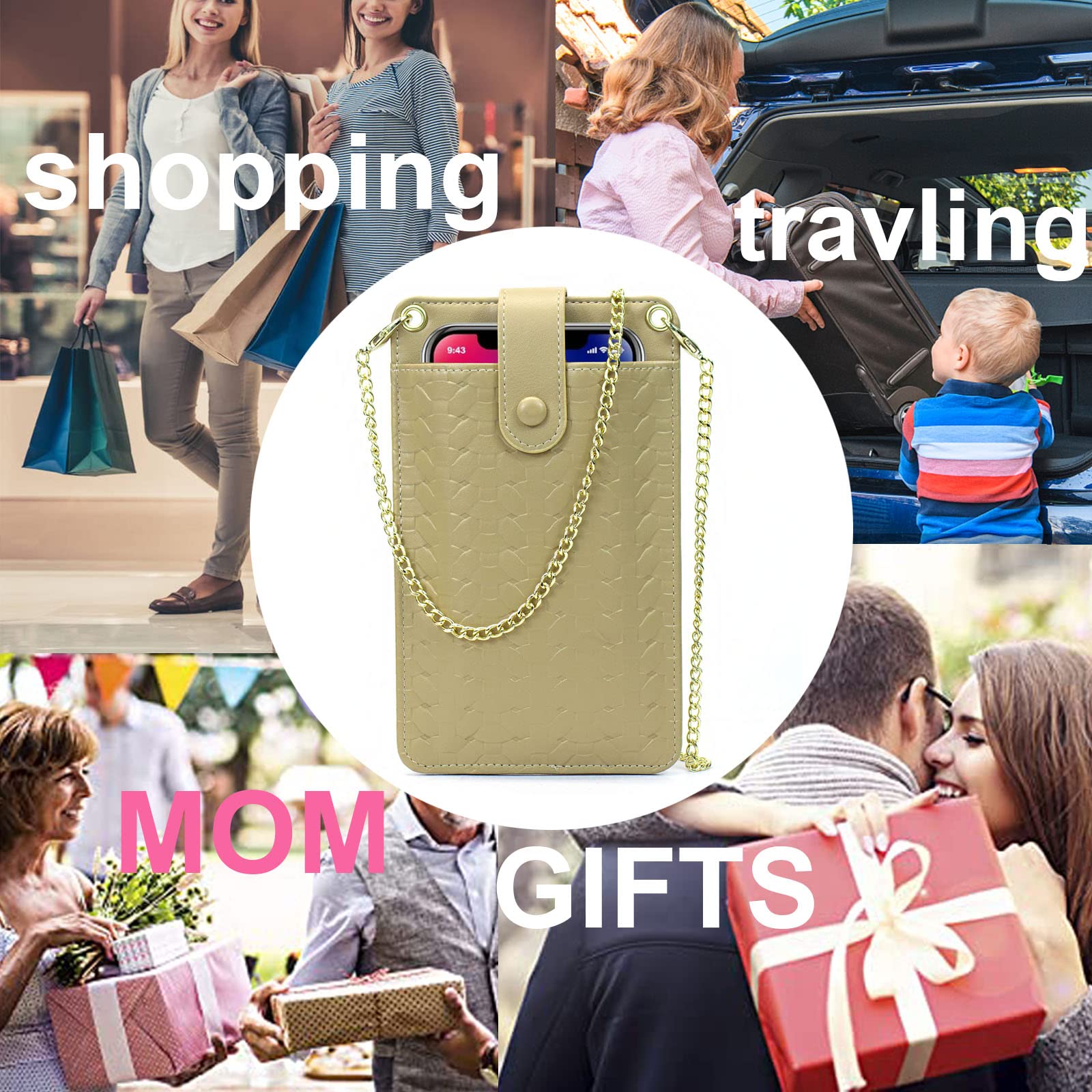 Women's Small Crossbody Bag - Phone Purse Wallet with Chain Strap & Lanyard, Woven Satchel with Card Slots & Zip Pocket (Tyler Tan) - Perfect for Travel, Shopping & Everyday Use