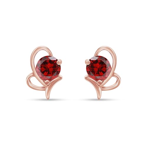 Rose Gold Plated Silver- Simulated Garnet