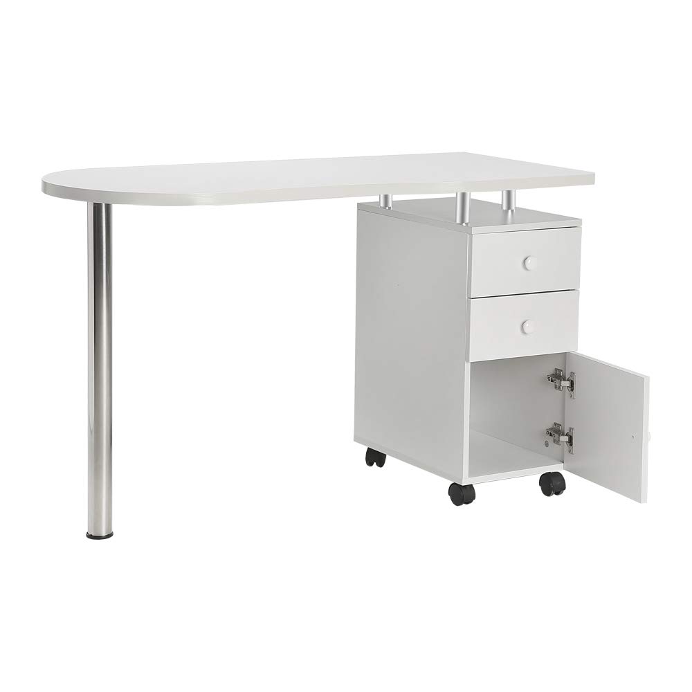 Professional Nail Table Manicure Table for Salon & Home Use - White Beauty Nail Desk Workstation with Storage Drawer | Perfect for Manicurists, Nail Techs & DIY Nail Care