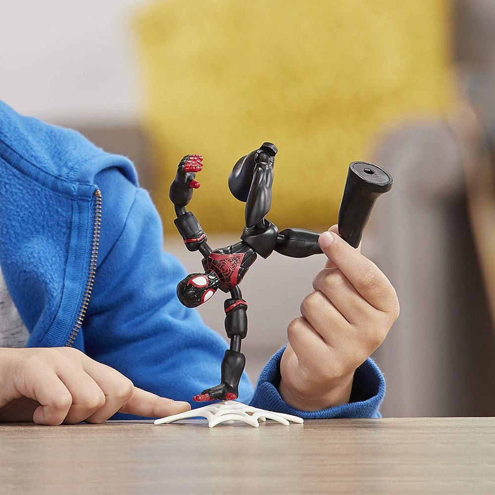 Marvel Spider-Man Bend and Flex Miles Morales Action Figure Toy - 6-Inch Flexible Superhero Collectible with Web Accessory - Perfect Gift for Kids 6+ | Playtime, Display & Superhero Adventures