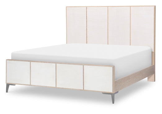 Biscayne Panel Bed Frame - Queen Size Beige Upholstered Bed with Wooden Slats - Perfect for Modern Bedroom, Guest Room & Master Suite