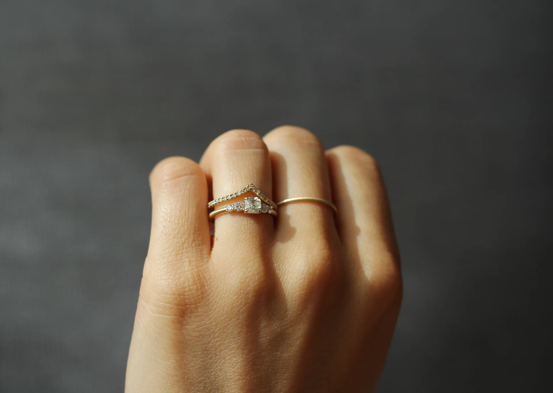 Elegant Mia Diamond Chevron Band Ring - 14K Gold or Sterling Silver Stackable Wedding Band for Women - Perfect for Anniversaries, Engagements & Everyday Wear