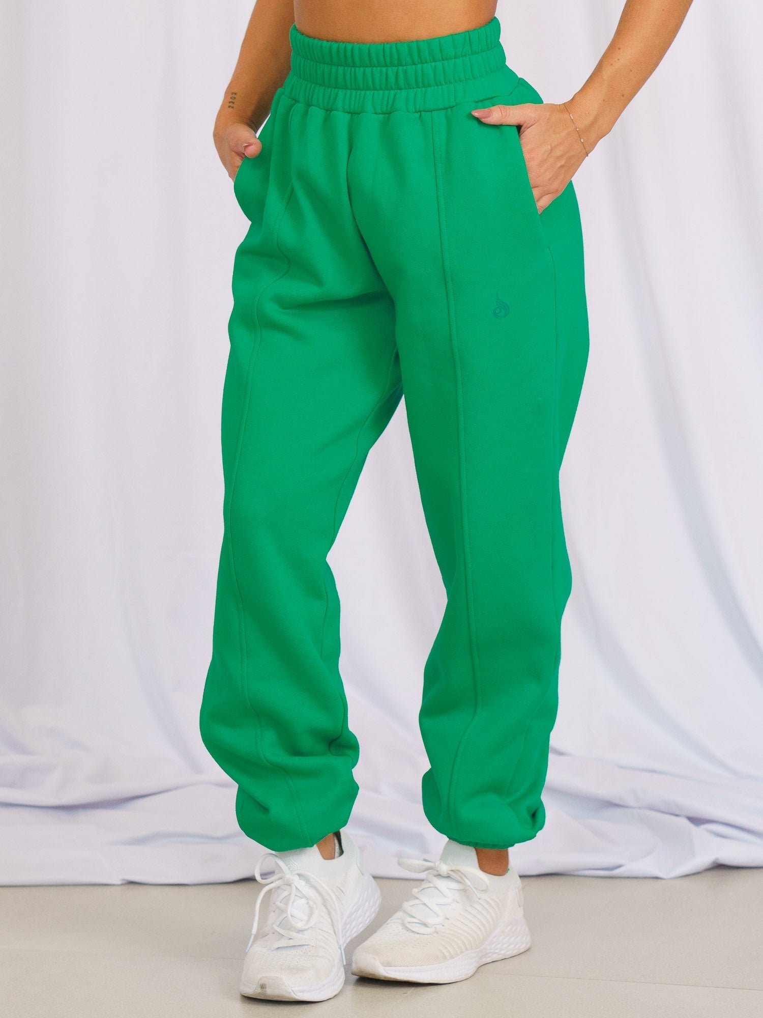 Revive Women's High-Waisted Green Track Pants - Soft Joggers for Yoga, Running & Lounge Wear