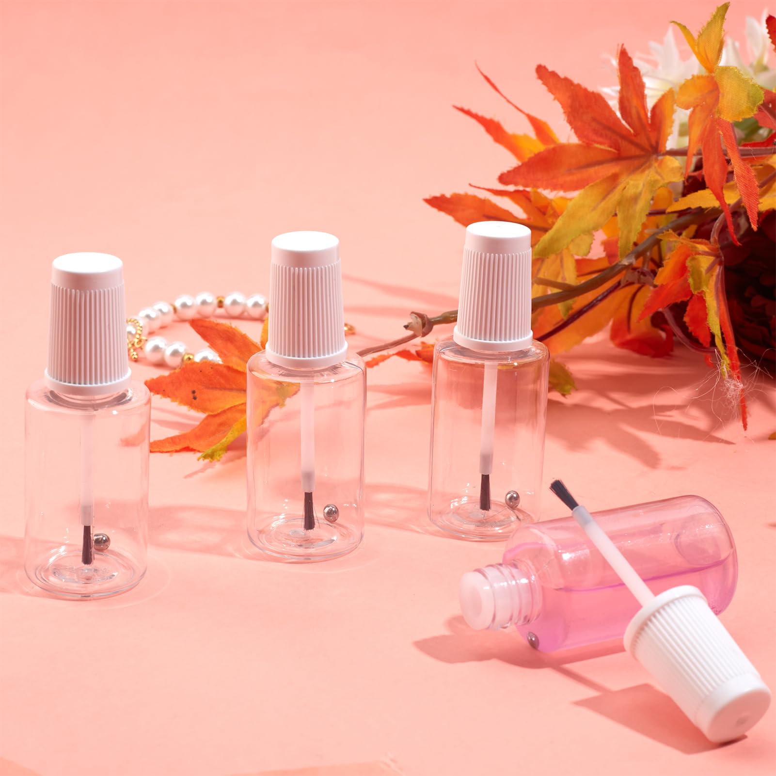 Refillable Empty Nail Polish Bottles 20ml with Brush - Clear Plastic Nail Polish Containers for DIY Mixing & Storage - Perfect for Nail Artists, Salons & Home Manicure Kits