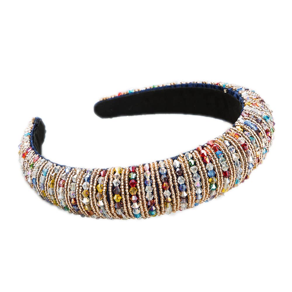 Vintage Crystal Rhinestone Headband for Women - Sparkle Silver Diamond Hairband with Velvet Padded Wide Band - Elegant Wedding & Party Hair Accessories | Perfect for Bridal, Prom, Special Occasions & Everyday Glam