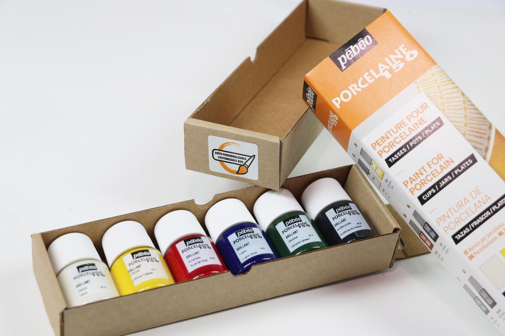 Pebeo Porcelaine 150 Initiation Set - 6 x 20ml Glossy Porcelain Paint for Ceramics & Glass - Perfect for DIY Crafts, Home Decor, and Gift Painting Projects