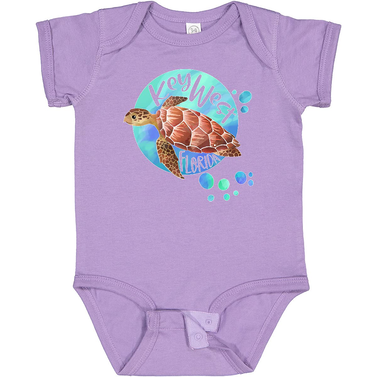 Inktastic Key West Florida Swimming Sea Turtle with Bubbles Baby Bodysuit - Cute Infant Onesie for Beach Vacation & Summer Outfits