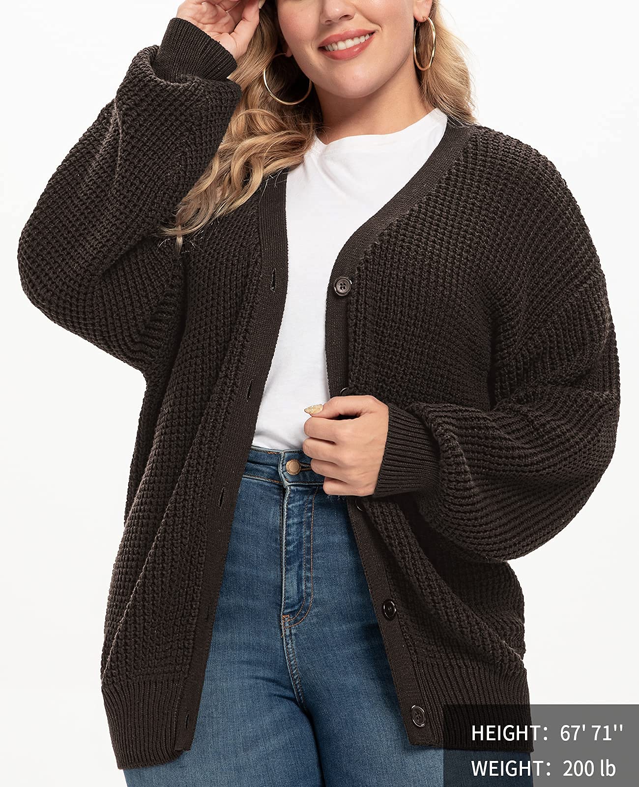 QUALFORT Women's 100% Cotton Button Down Cardigan Sweater - Long Sleeve Oversized Knit Open Front Casual Cover Up for Fall & Winter - Perfect for Office, Lounging and Coffee Dates