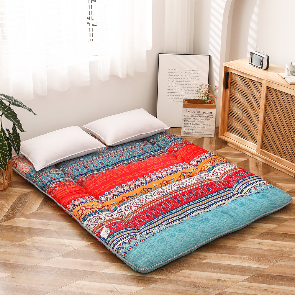 MAXYOYO Floor Mattress - Japanese Bohemian Style Futon Mattress for Home & Outdoor Use | Portable Foldable Bed for Guest Room, Camping, Yoga & Lounge