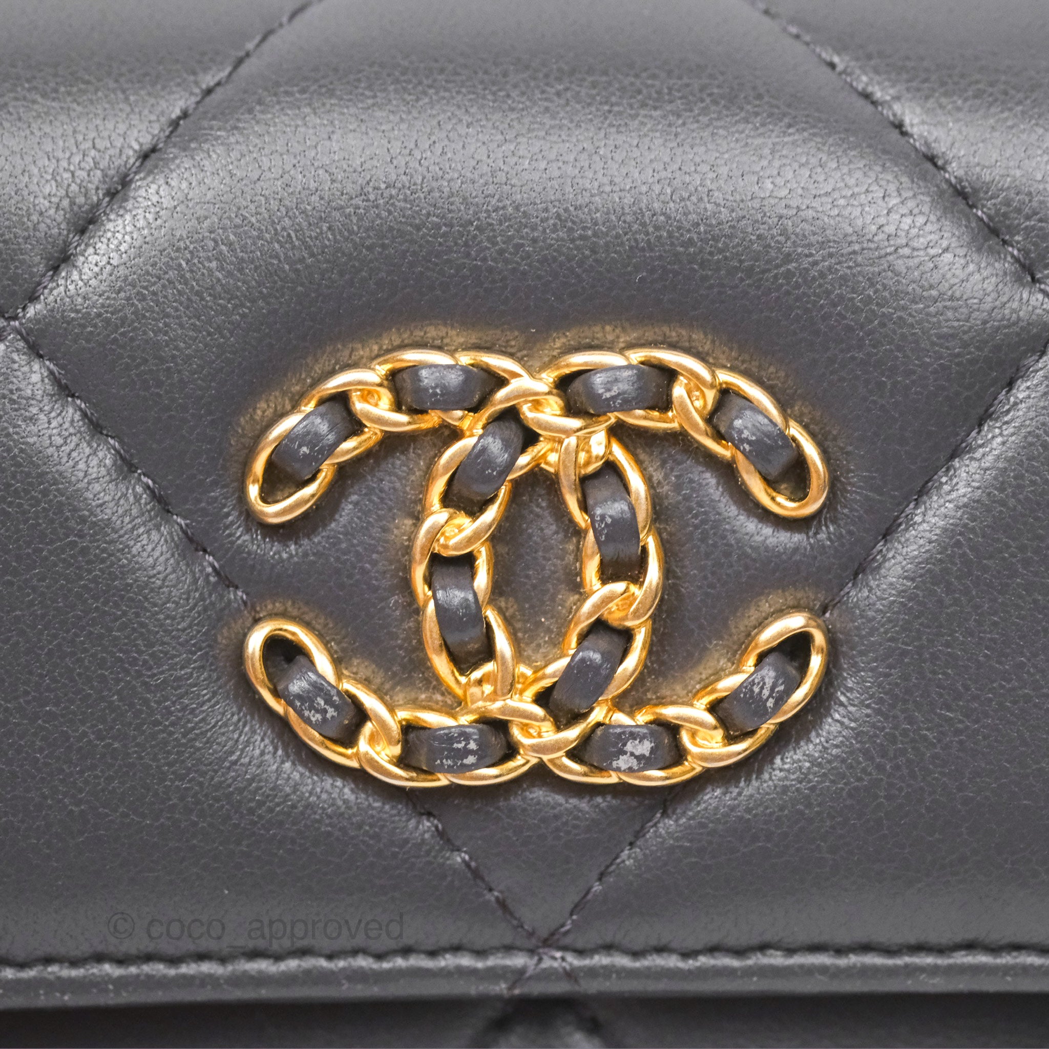 Chanel 19 Short Flap Wallet in Grey with Gold Hardware - Luxury Compact Wallet for Everyday Use & Special Occasions