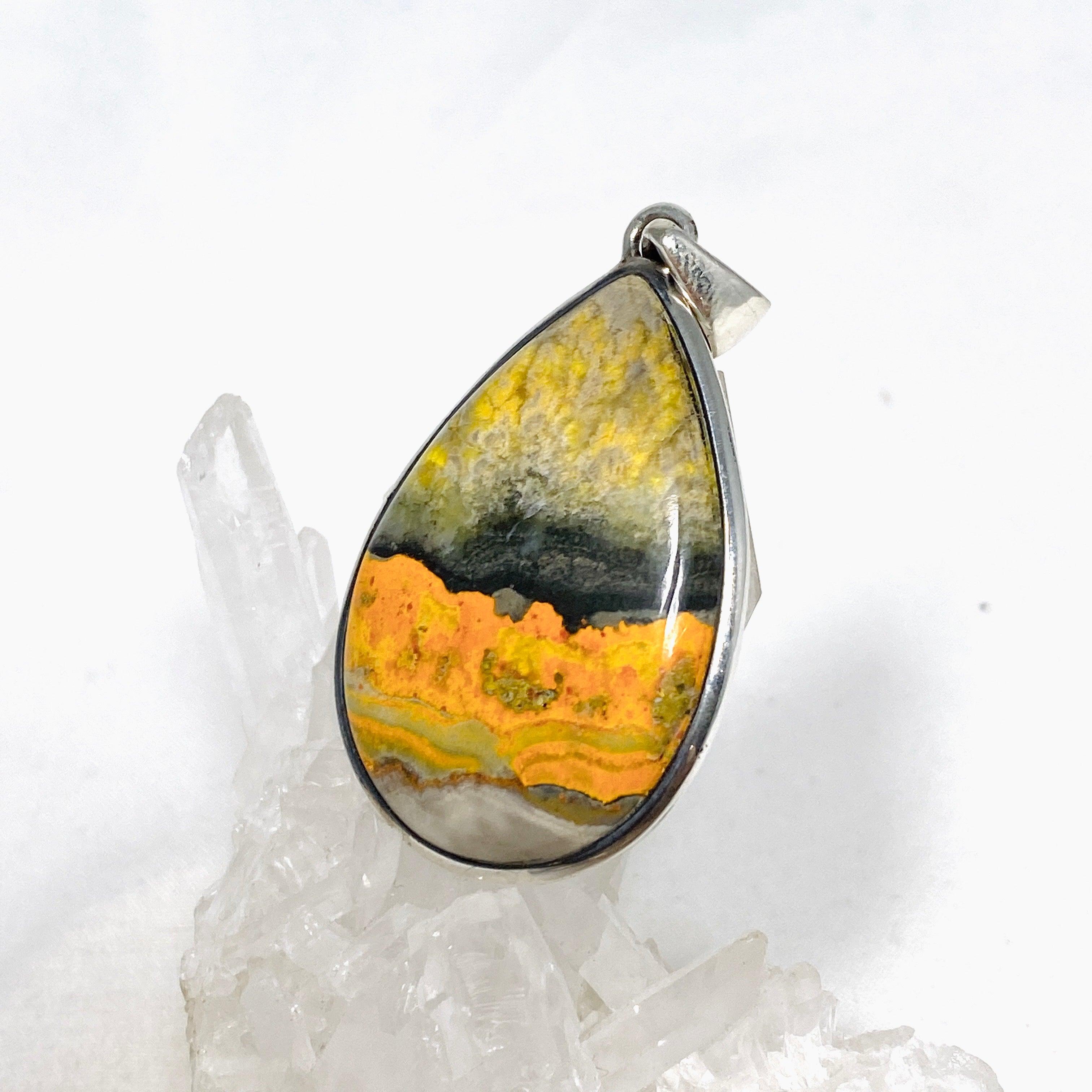 Bumblebee Jasper Teardrop Pendant Necklace PPGJ660 - Natural Stone Jewelry for Women, Healing Crystal Gift for Meditation & Energy Balancing