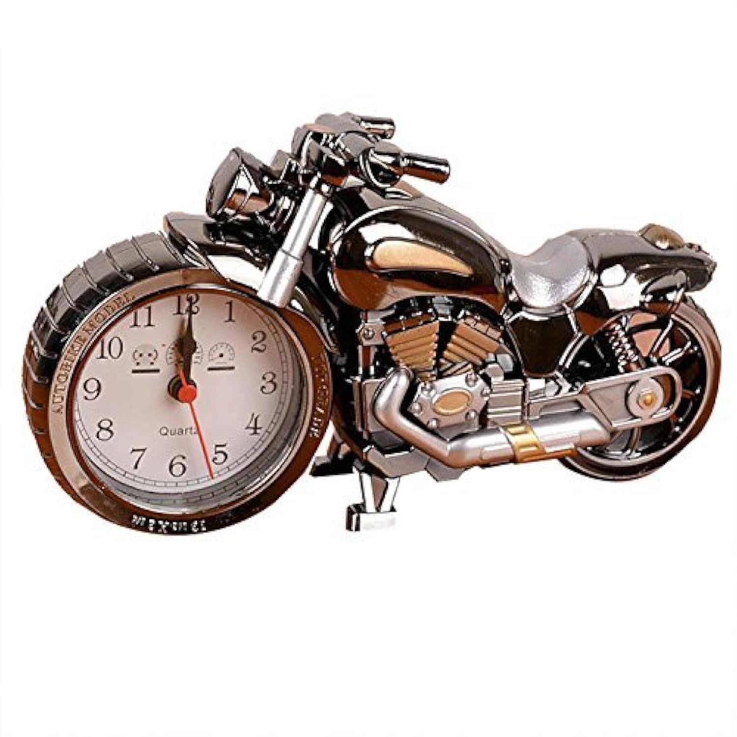 Vintage Mini Motorcycle Alarm Clock - Battery Powered Desk Clock for Home & Office Decor