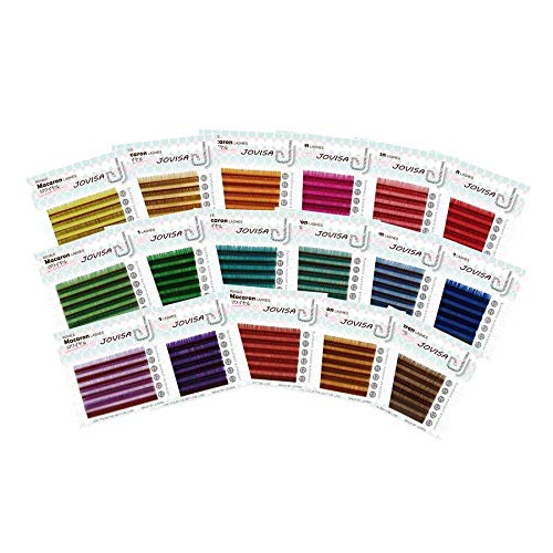 JOVISA Macaron False Eyelashes 0.07mm - 17 Color Mix Tray with 6 Rows | Natural Wispy Lashes for Everyday Wear, Party & Special Occasions