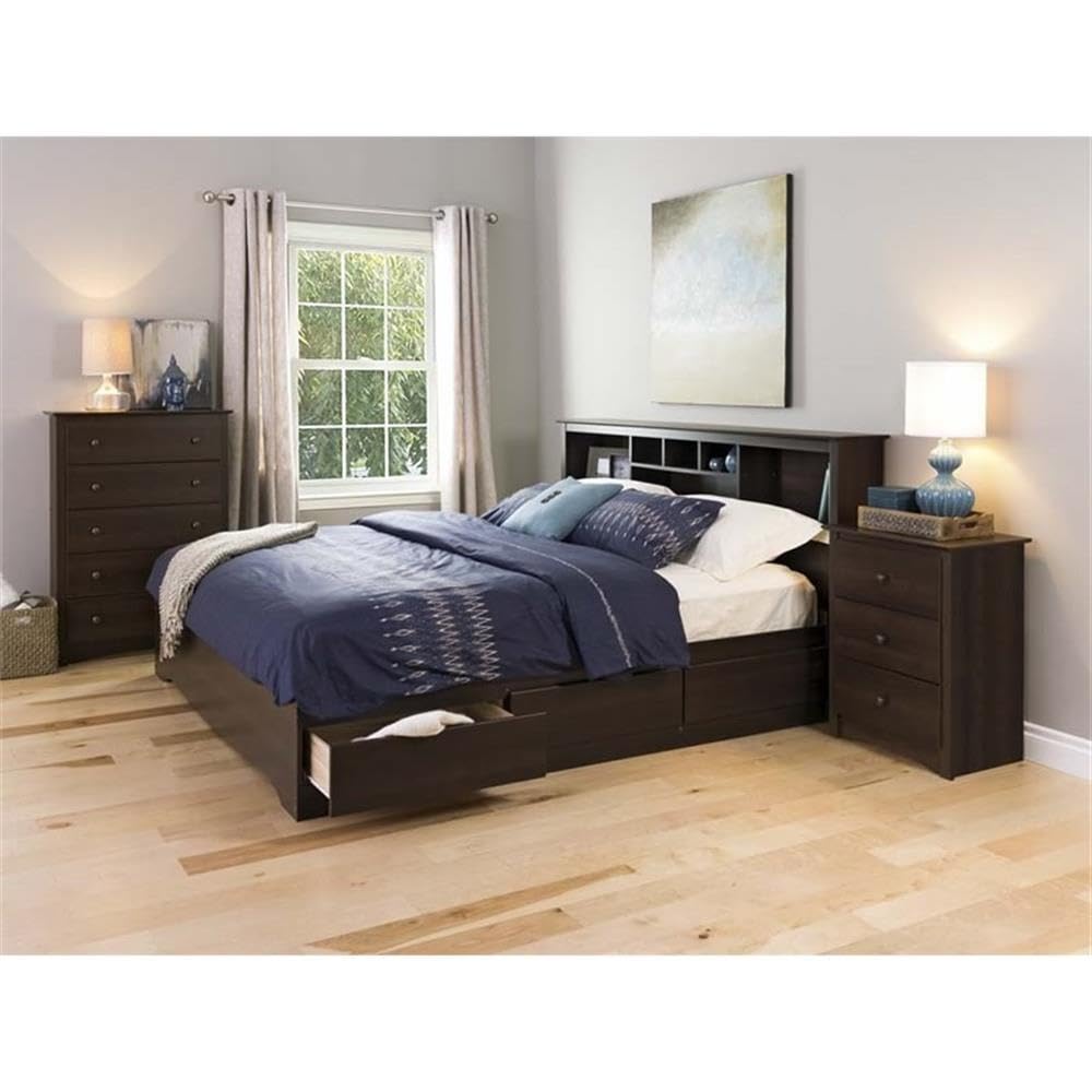 Atlin Designs Transitional 3-Drawer Wooden Nightstand - Espresso Finish Bedside Table for Bedroom Storage & Organization | Perfect for Small Spaces, Guest Rooms & Apartment Living